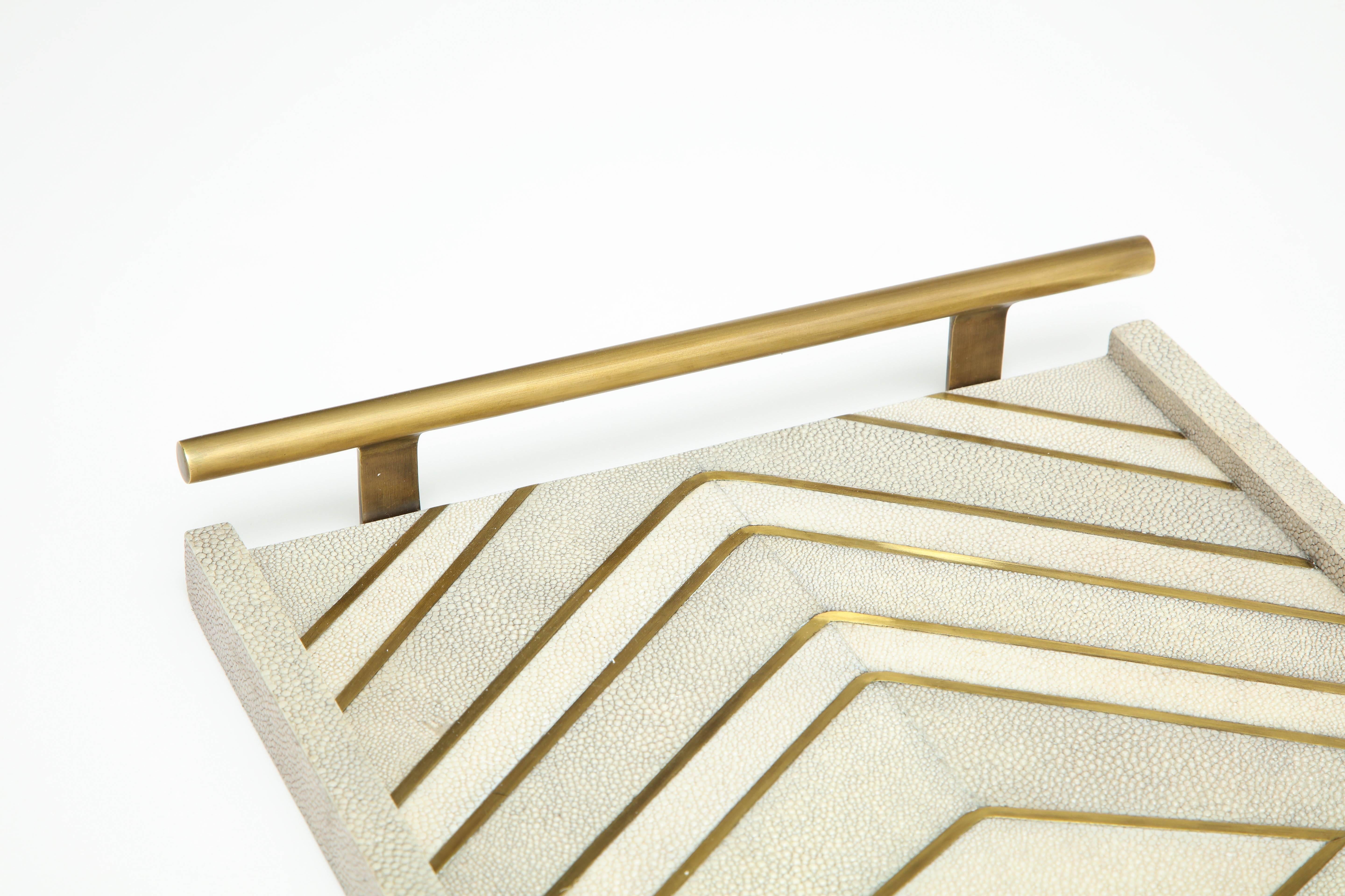 Contemporary Shagreen Tray With Bronze Details