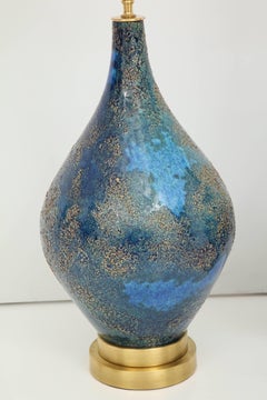 Pair of Volcanic Glazed Ceramic Lamps