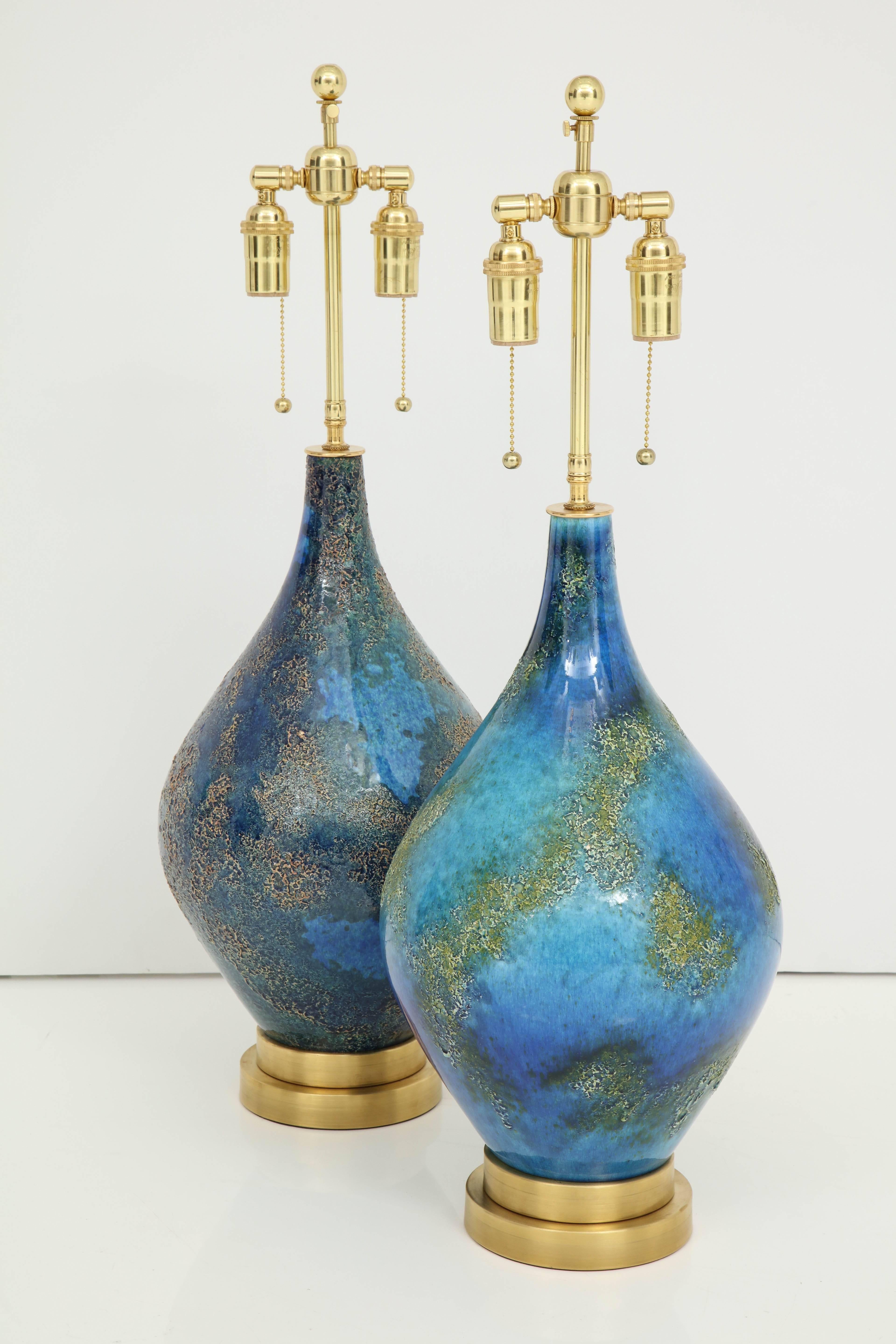 Pair of Volcanic Glazed Ceramic Lamps 2