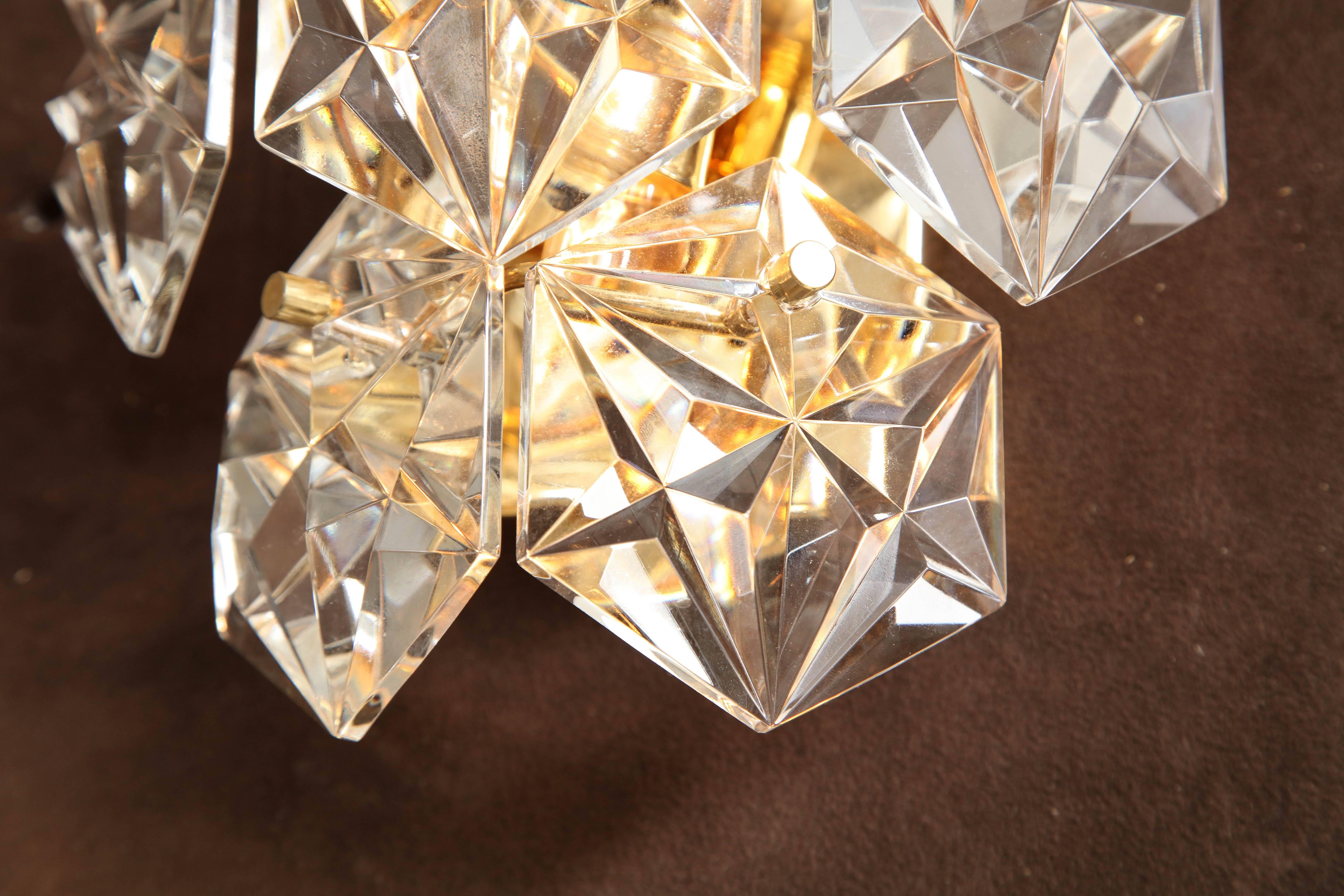 Mid-20th Century Pair of Faceted Crystal Sconces by Kinkeldey For Sale