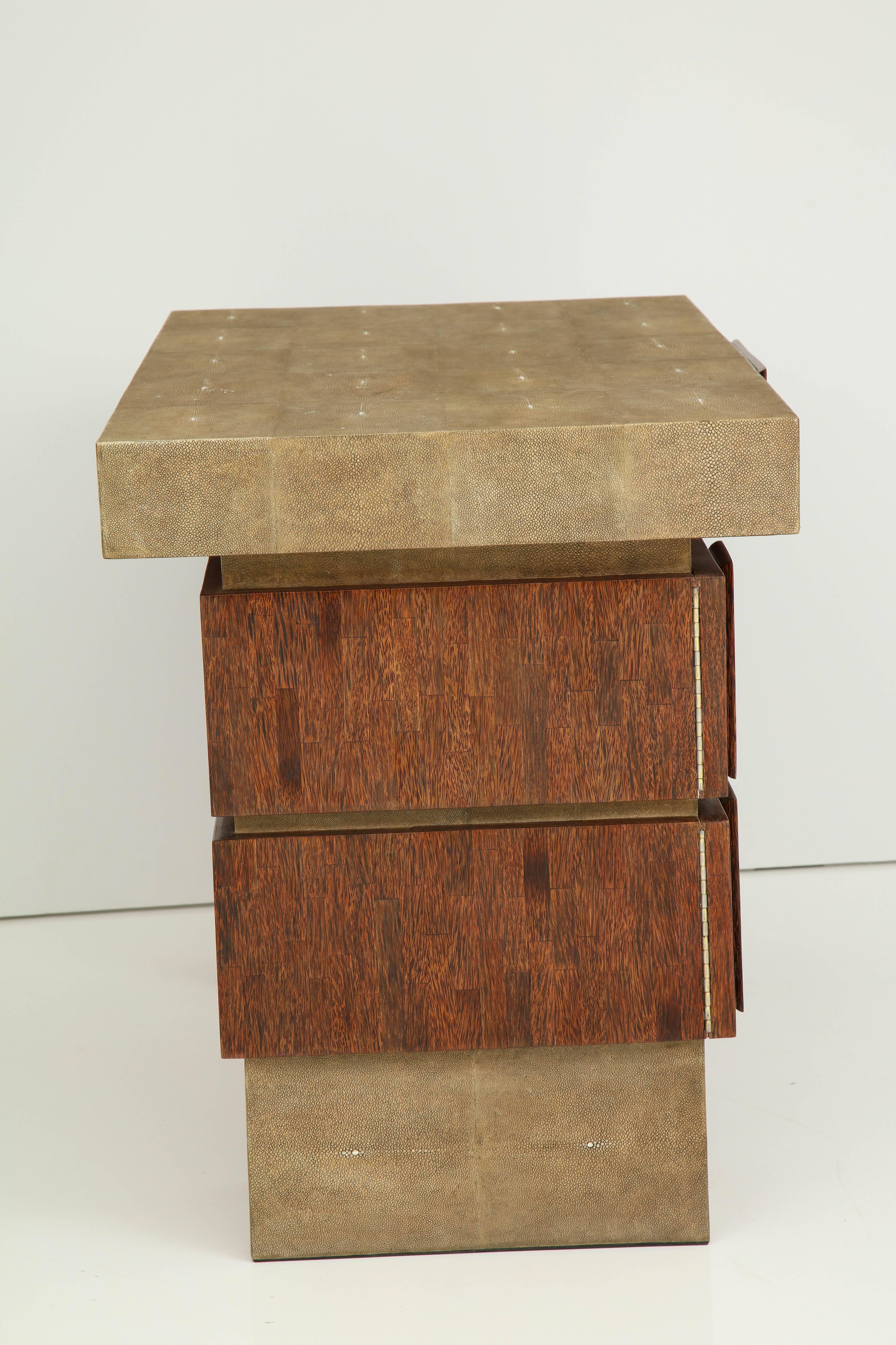 Desk, Shagreen and Dark Palm Wood Details, Designed in France, Contemporary For Sale 3