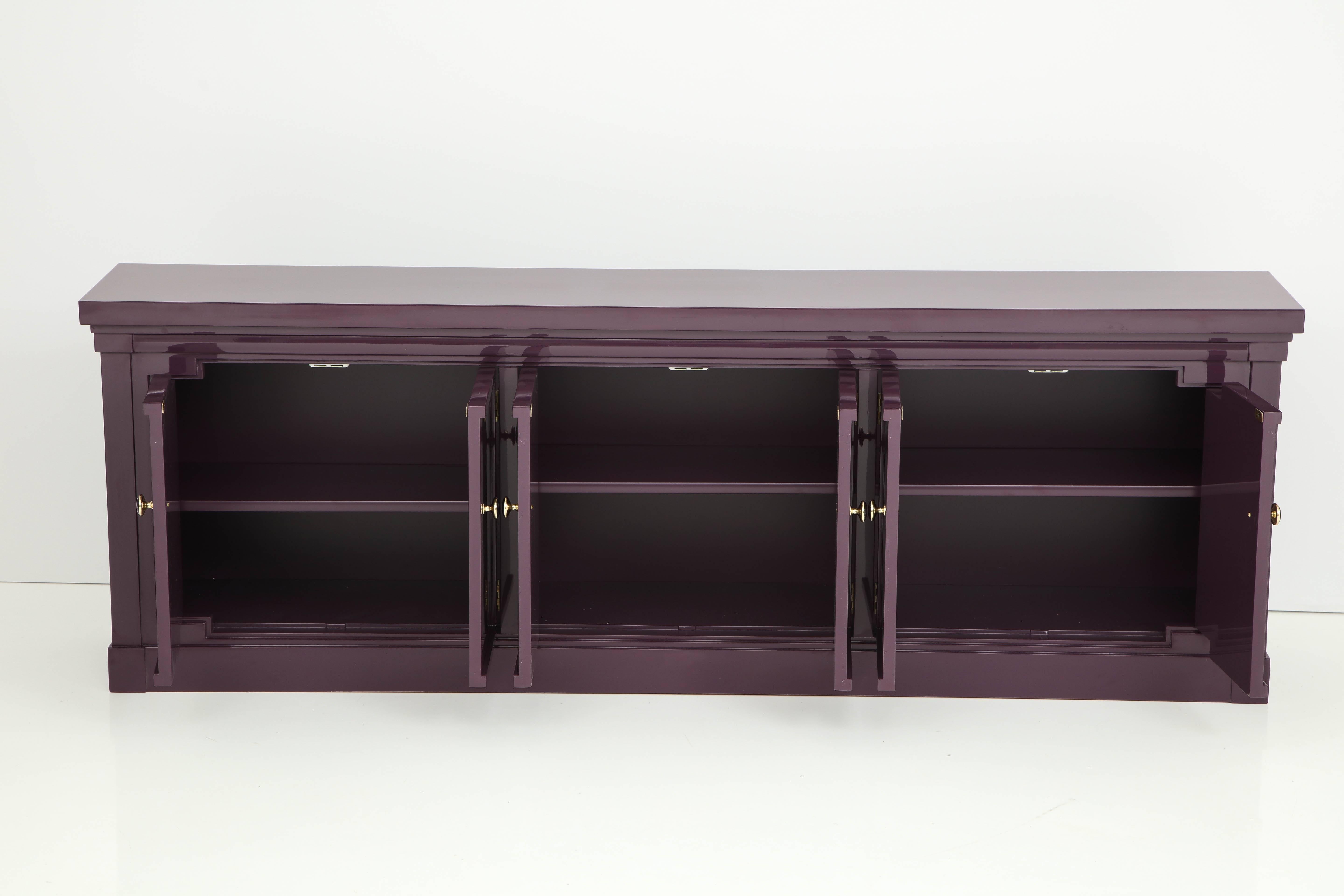 American Custom Amethyst Purple Lacquer Cabinet, Martinsville For Sale