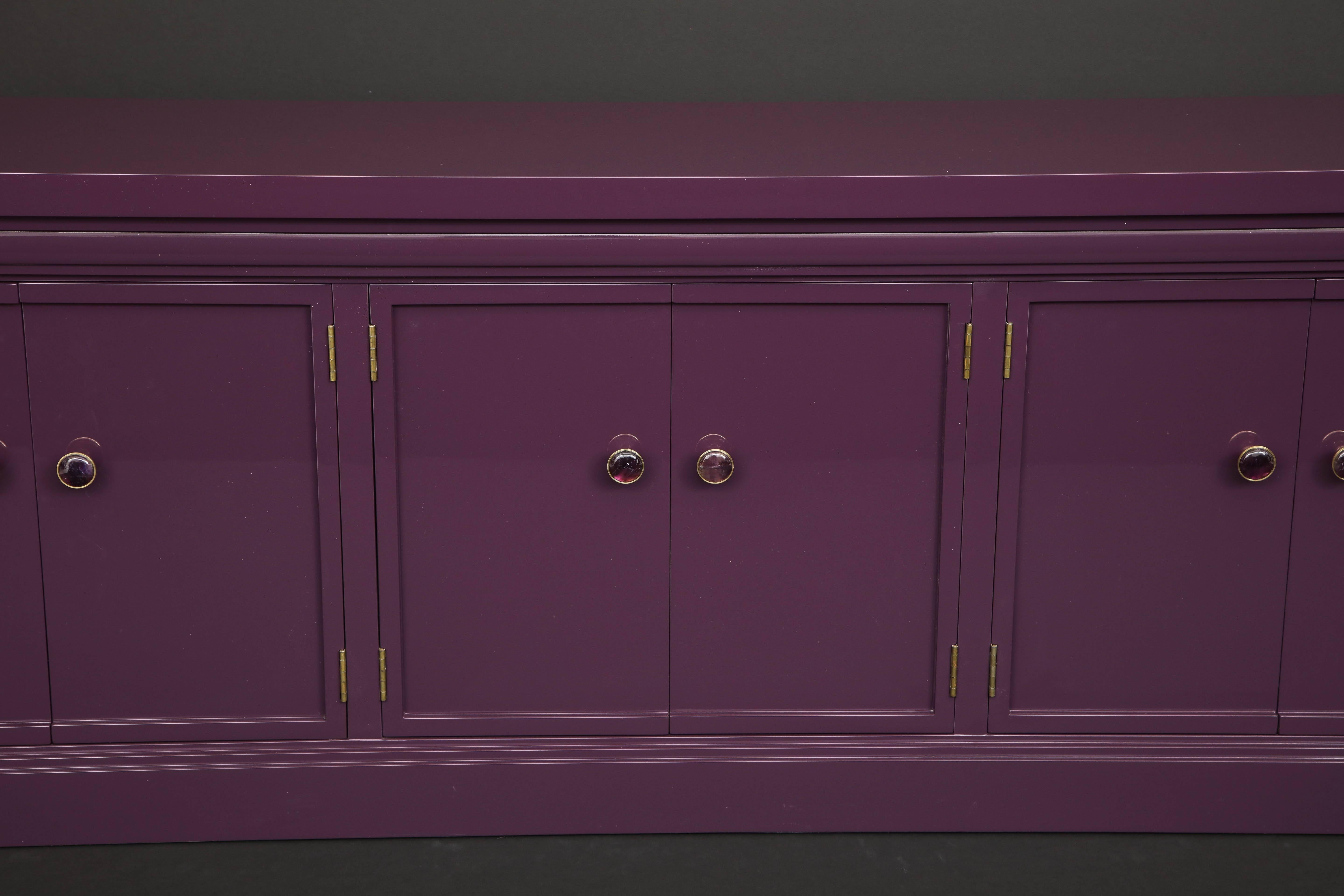 Custom Amethyst Purple Lacquer Cabinet, Martinsville In Excellent Condition For Sale In New York, NY