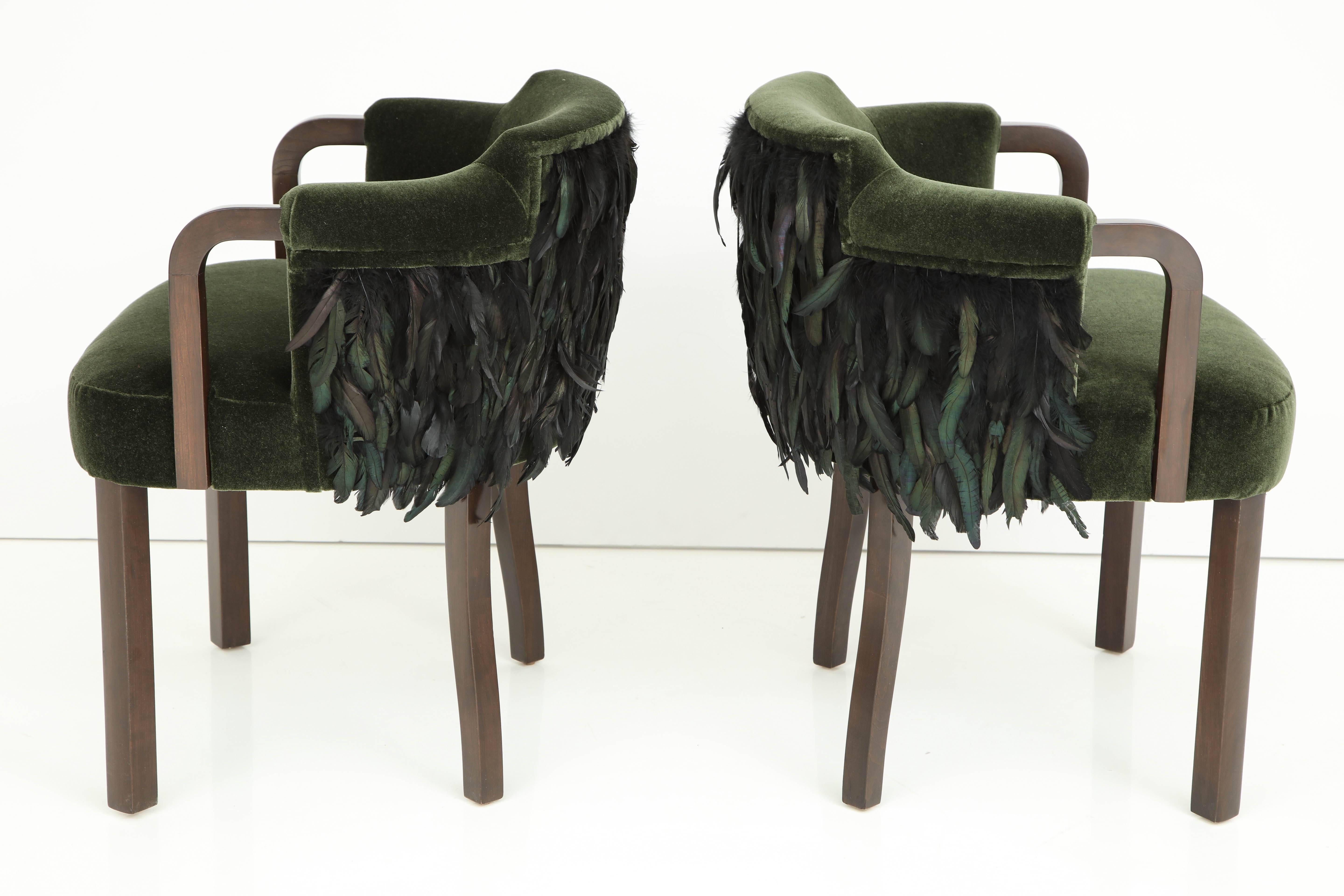 Austrian Mohair/Feather Art Deco Salon Chairs In Excellent Condition In New York, NY