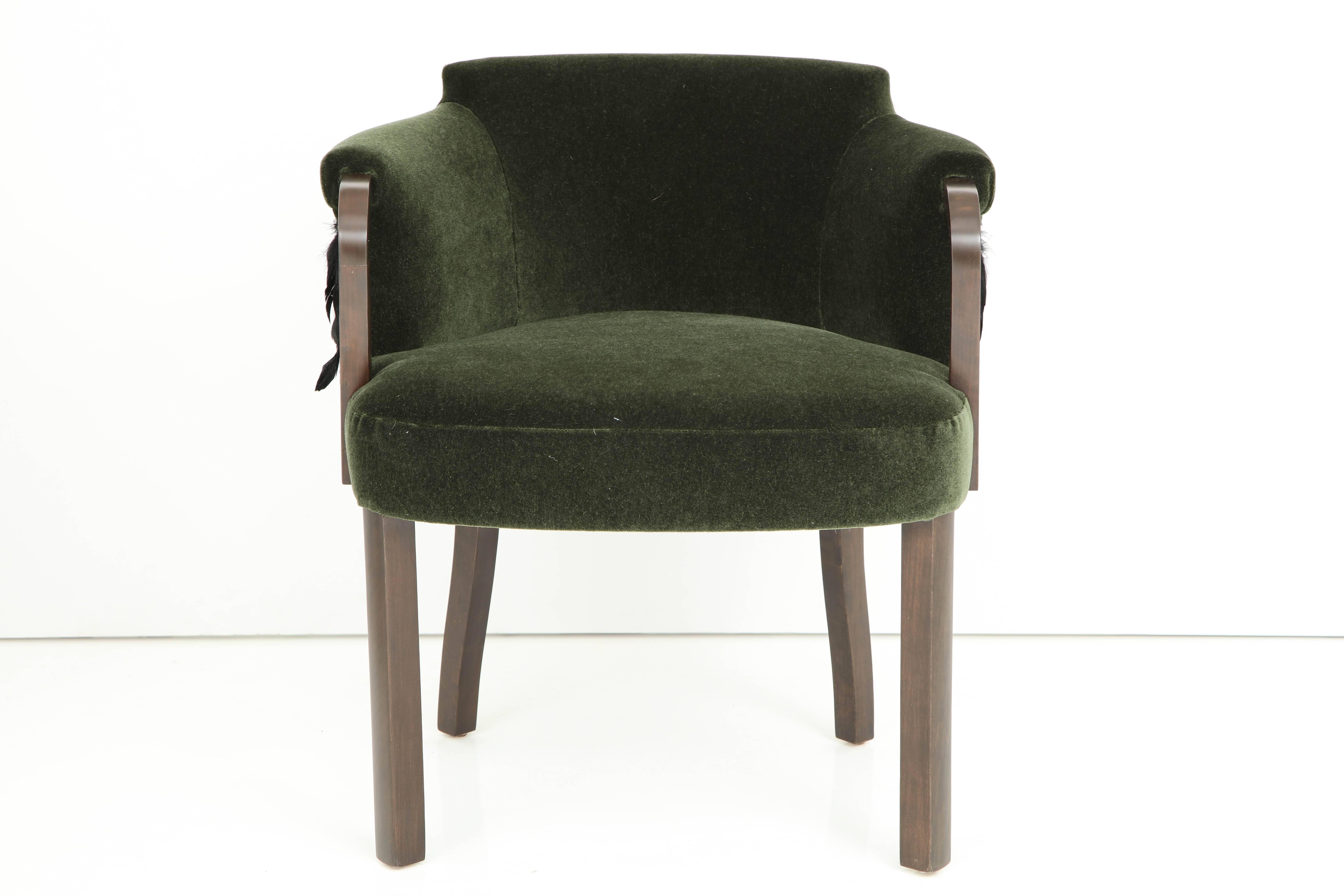 Austrian Mohair/Feather Art Deco Salon Chairs 1