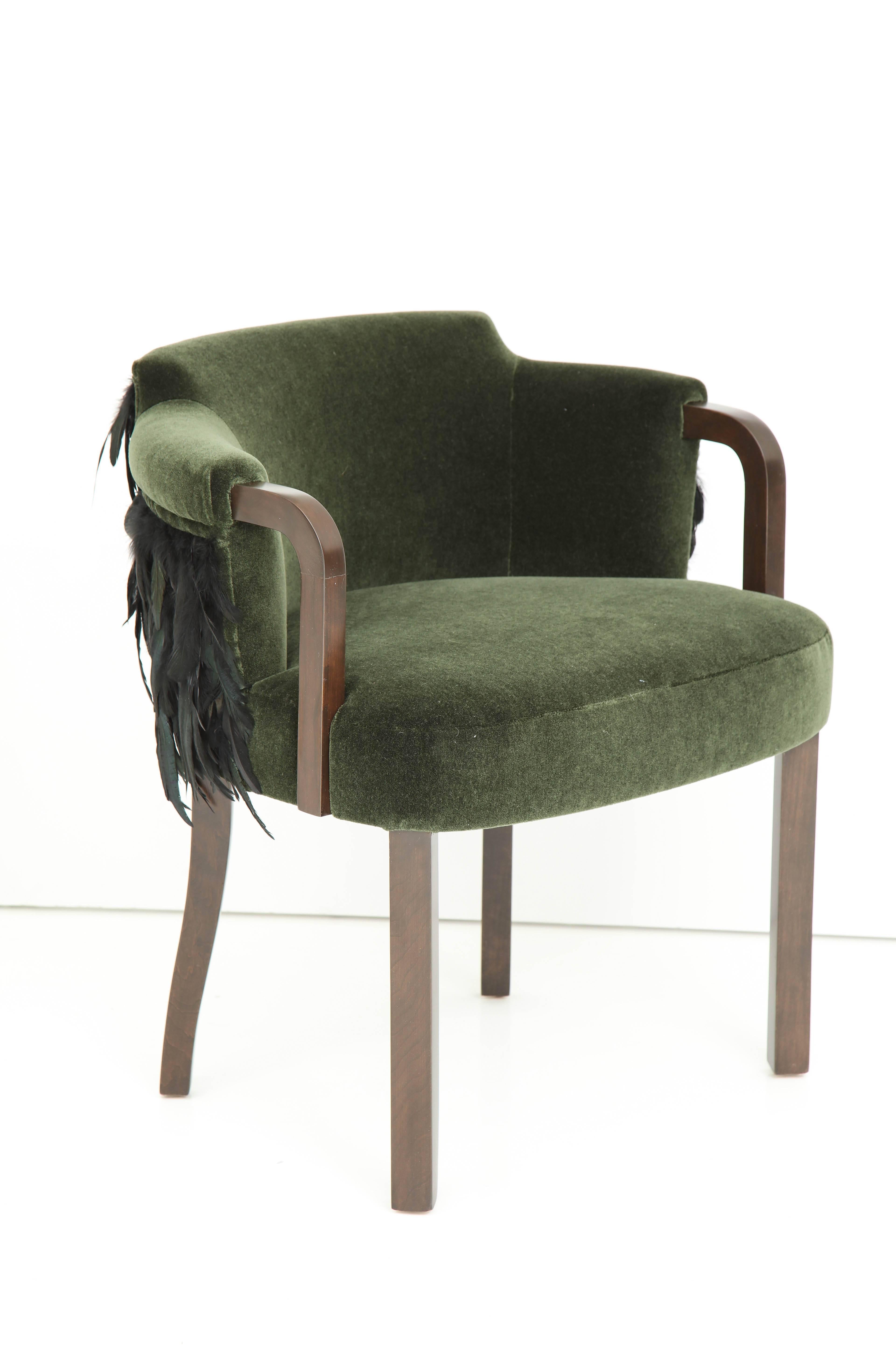 Austrian Mohair/Feather Art Deco Salon Chairs 2