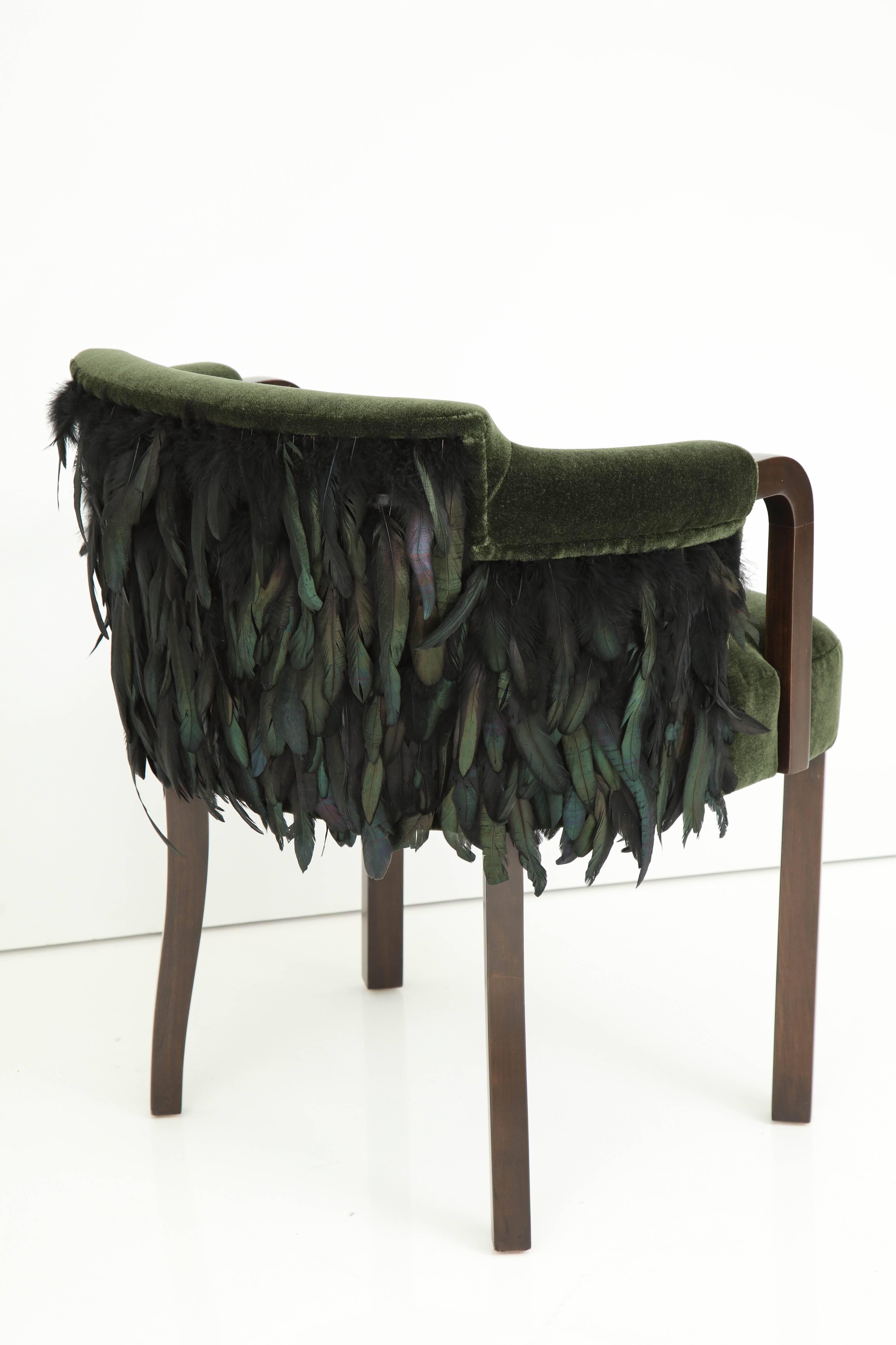 Austrian Mohair/Feather Art Deco Salon Chairs 3