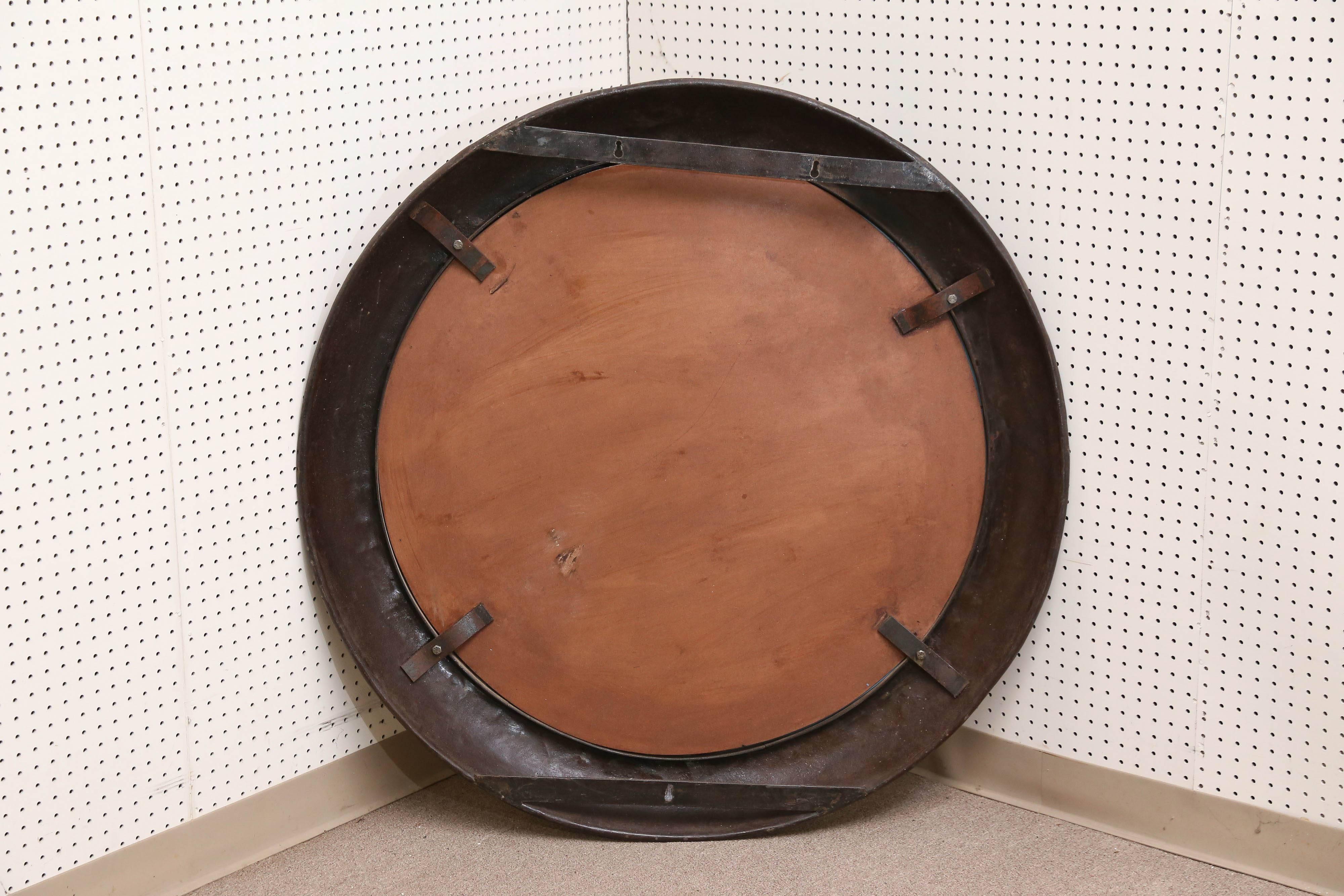 Vintage Round Iron Mirror from a Rundown Castle 2