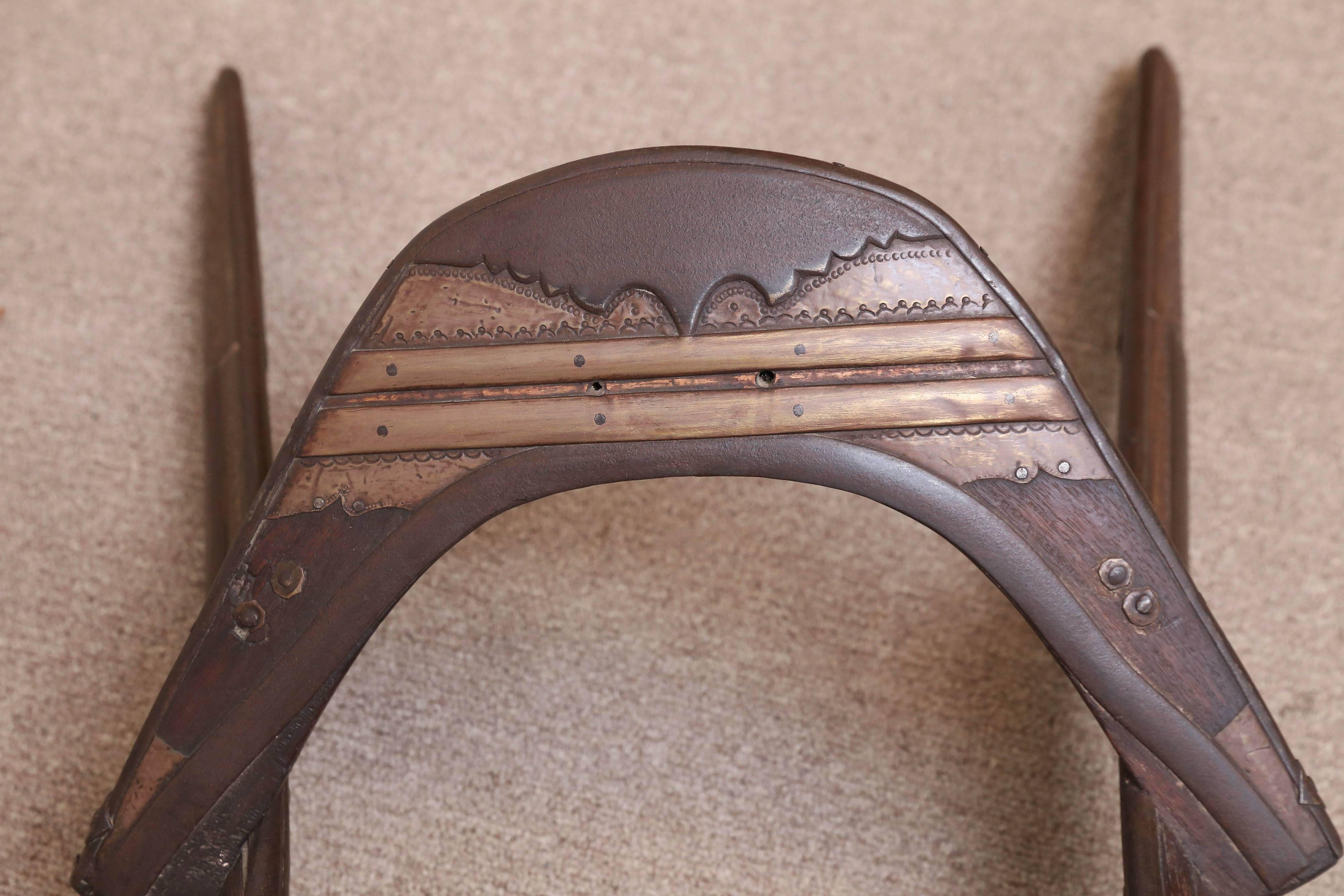 Indian Mid-19th Century Wood and Metal Camel Seat Used by the Tribes in Western India For Sale