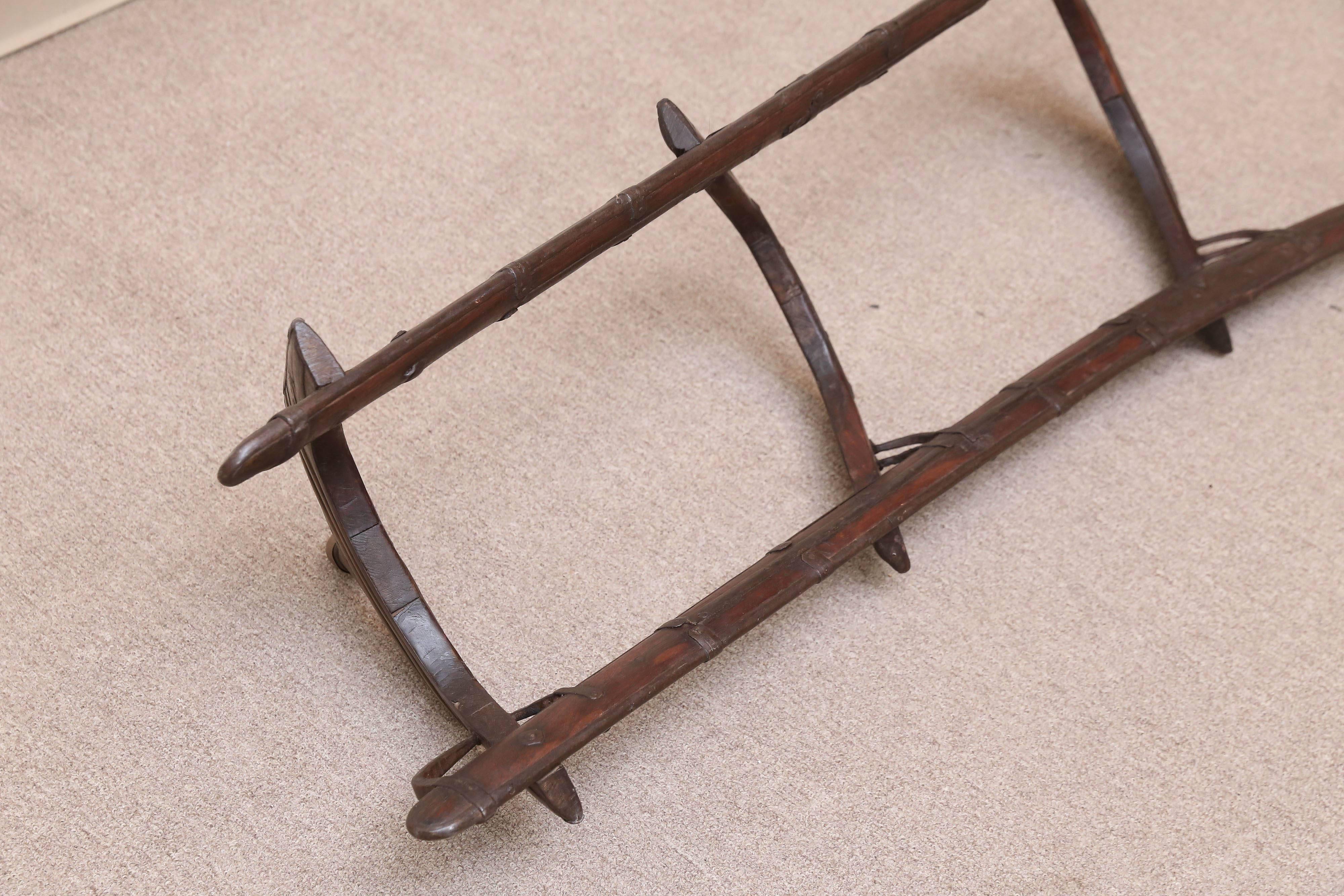 Hand-Crafted Mid-19th Century Wood and Metal Camel Seat Used by the Tribes in Western India For Sale