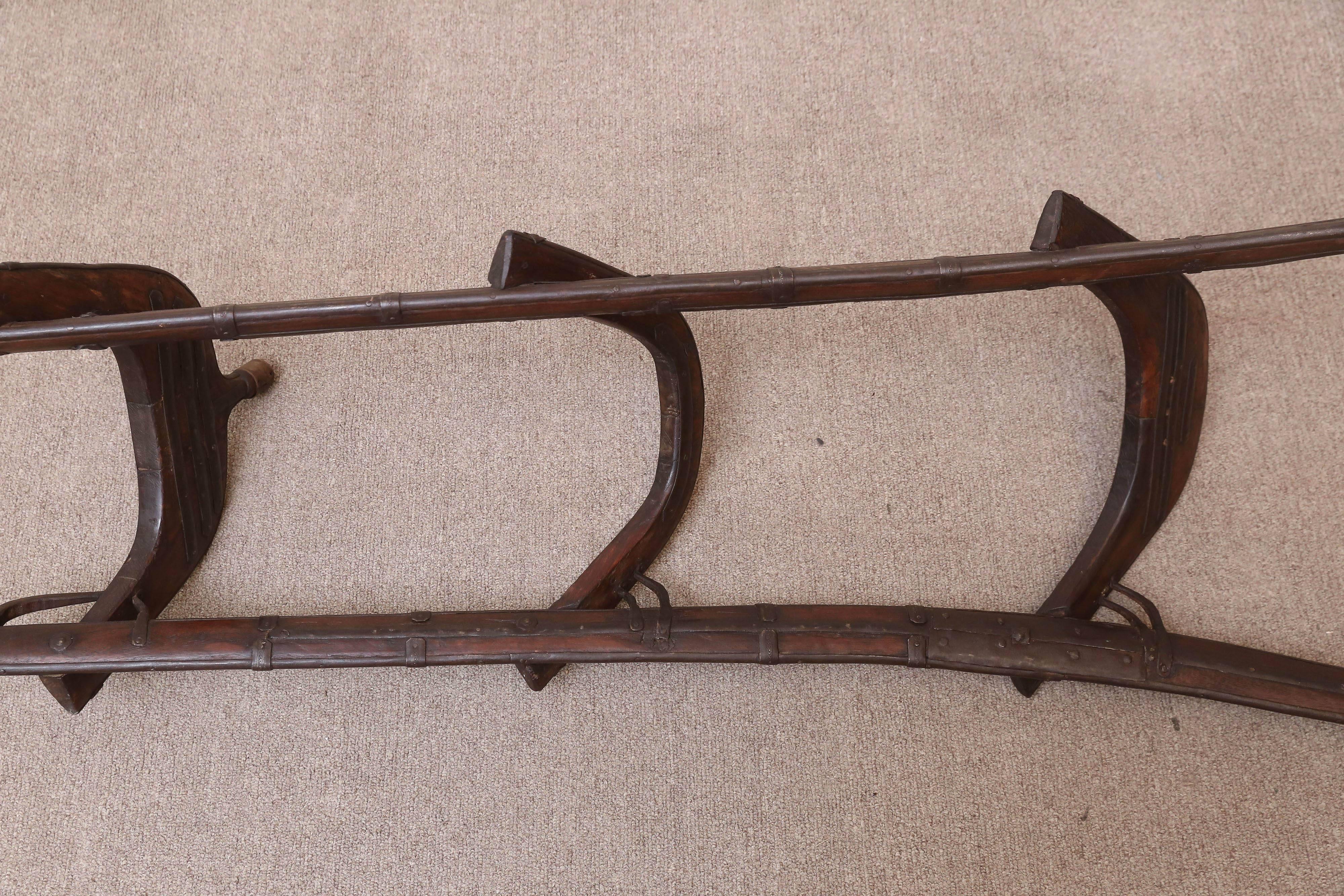 Mid-19th Century Wood and Metal Camel Seat Used by the Tribes in Western India In Good Condition For Sale In Houston, TX
