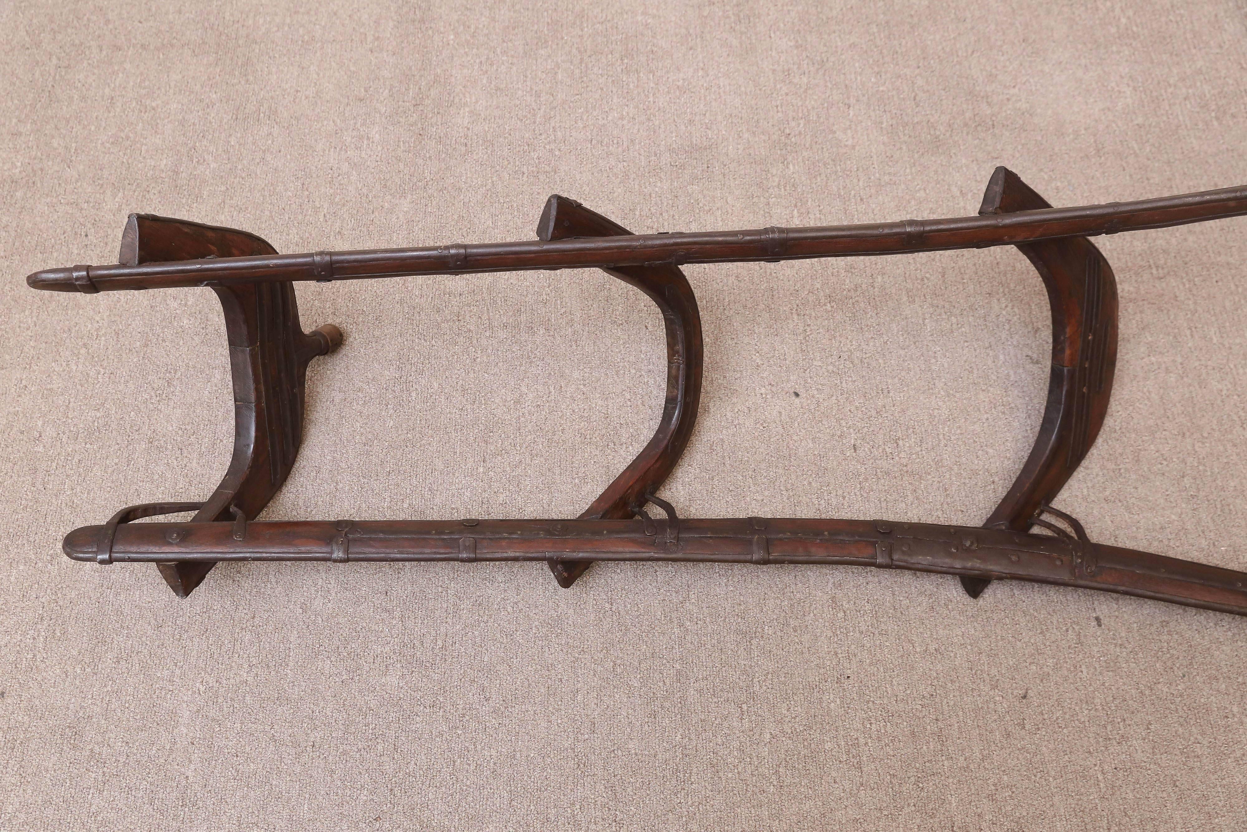 Copper Mid-19th Century Wood and Metal Camel Seat Used by the Tribes in Western India For Sale