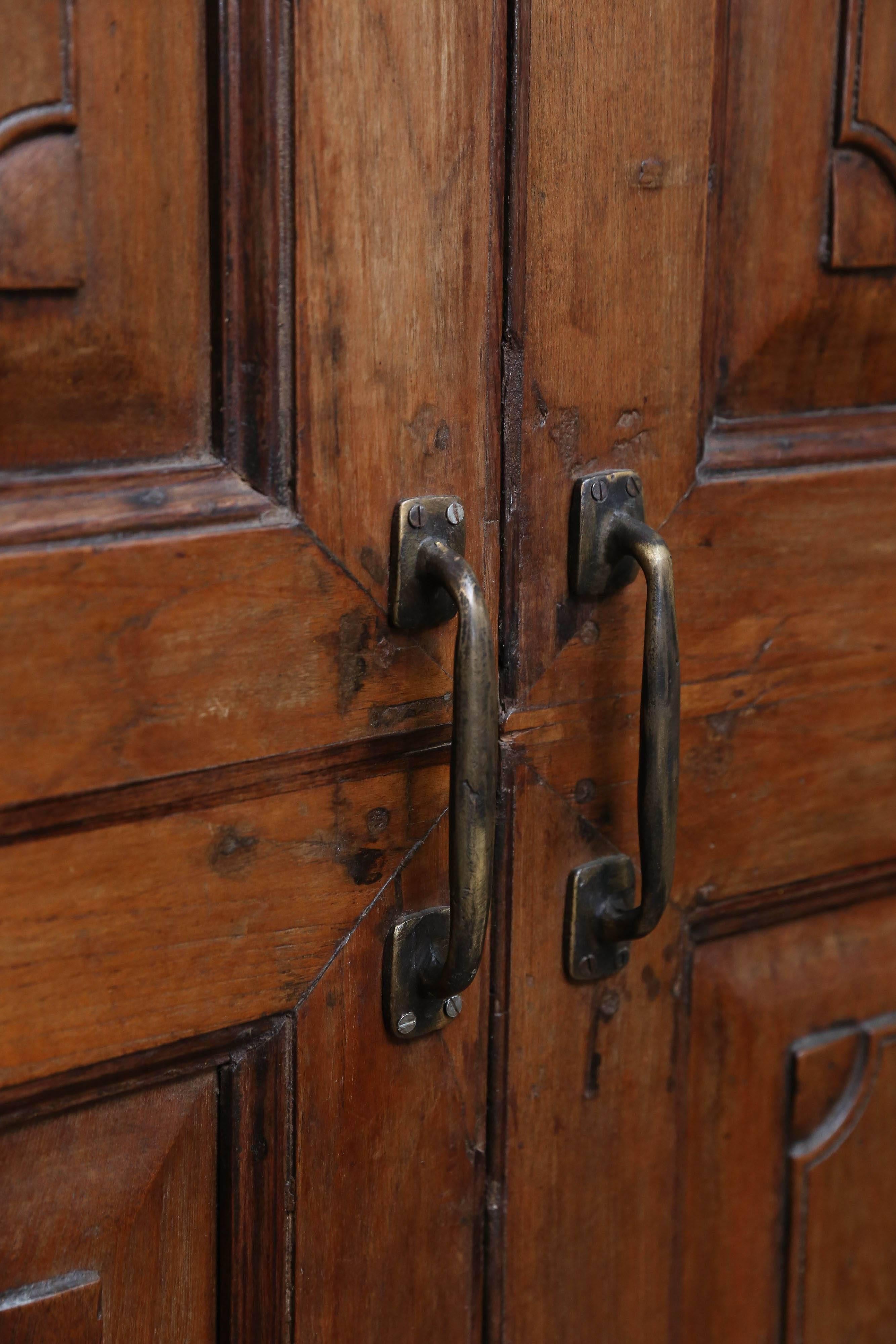British Colonial Third Quarter of the 19th Century Solid Teak Wood Superbly Crafted Entry Door For Sale