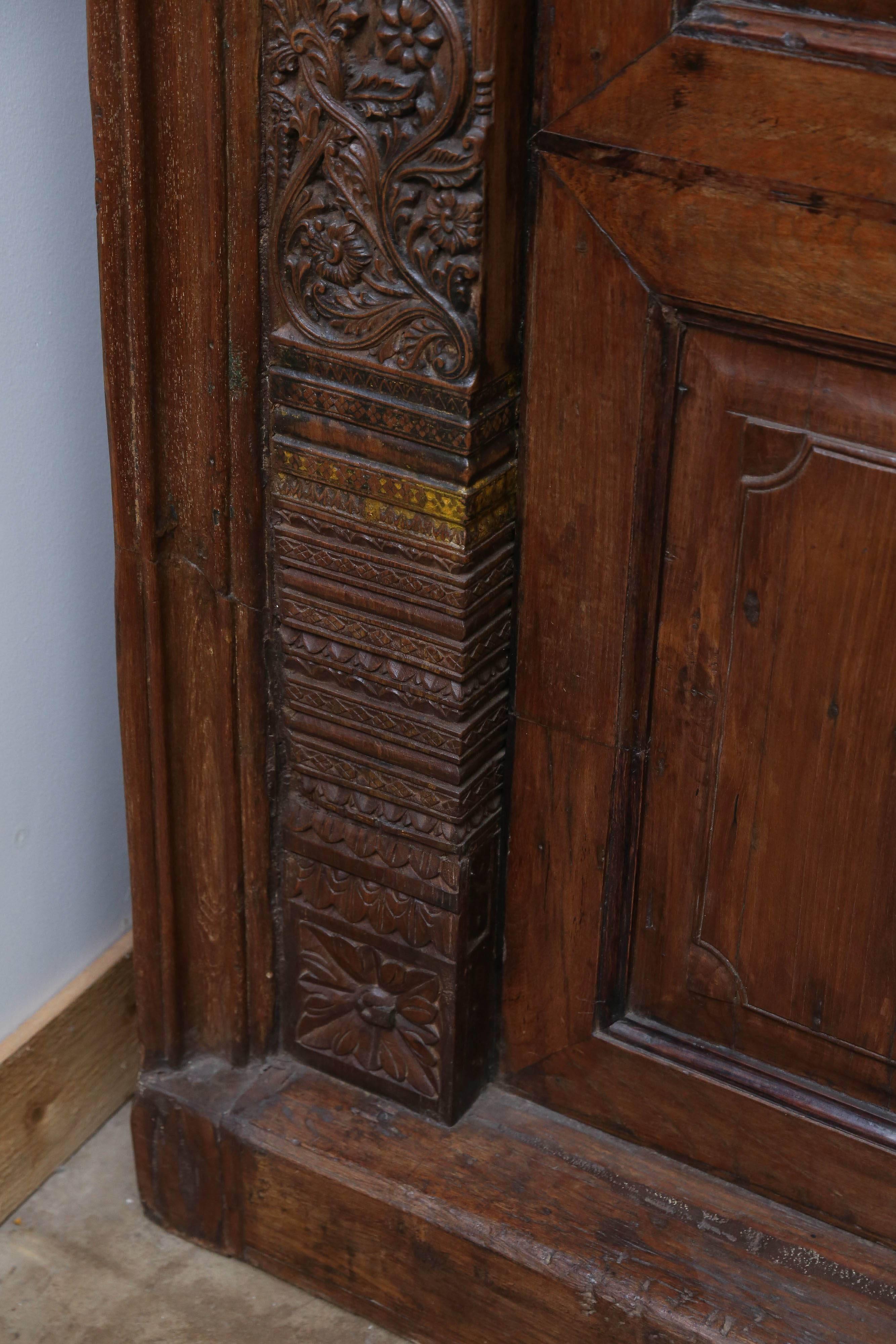 Hand-Crafted Third Quarter of the 19th Century Solid Teak Wood Superbly Crafted Entry Door For Sale