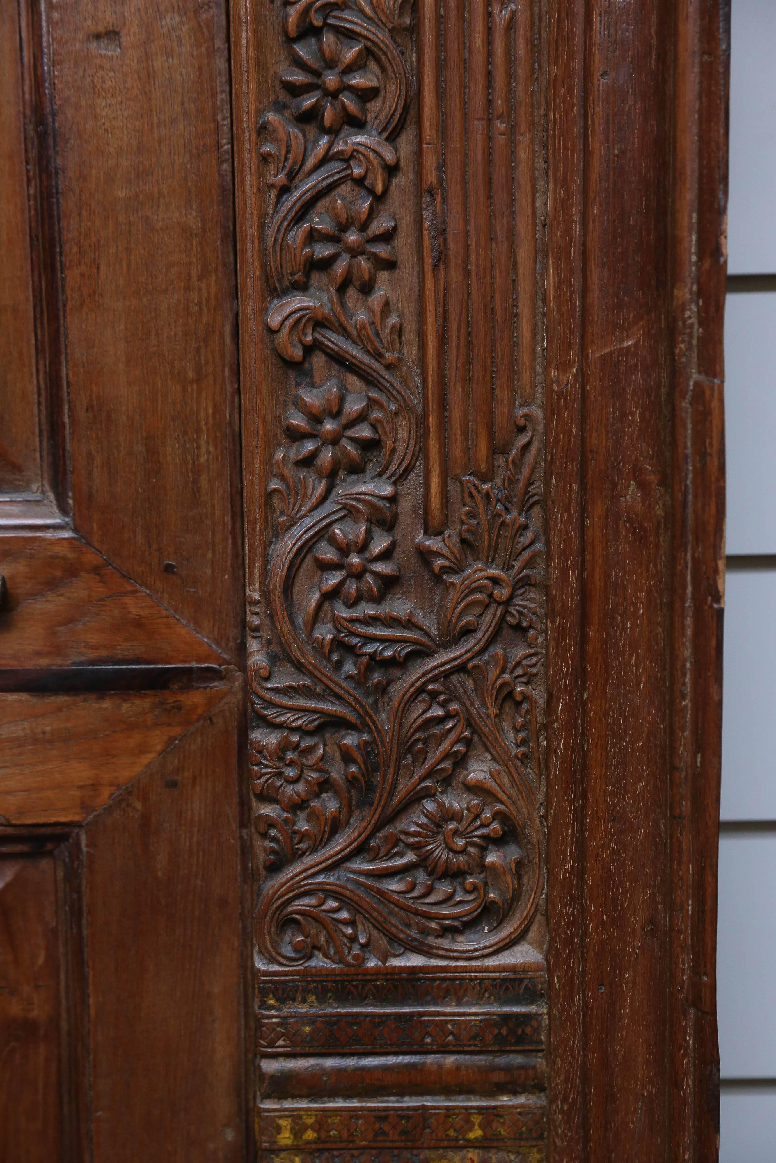 Third Quarter of the 19th Century Solid Teak Wood Superbly Crafted Entry Door For Sale 1
