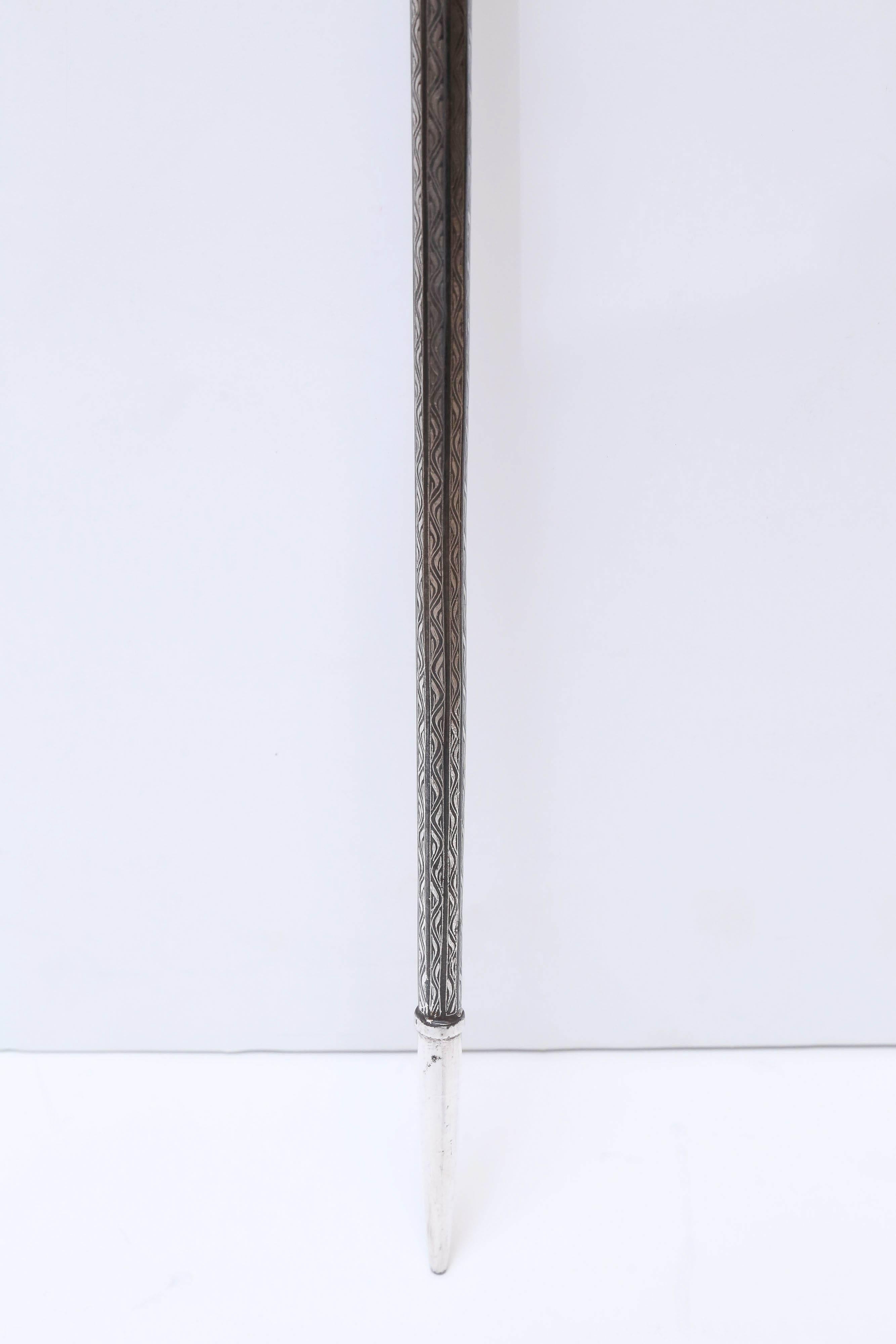 Indian Early 20th Century Iron Walking Stick with Museum Quality Silver Filigree Work