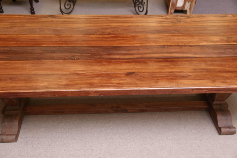 Thick Solid Teak Wood Top Early 20th Century Elegant Plantation Dining