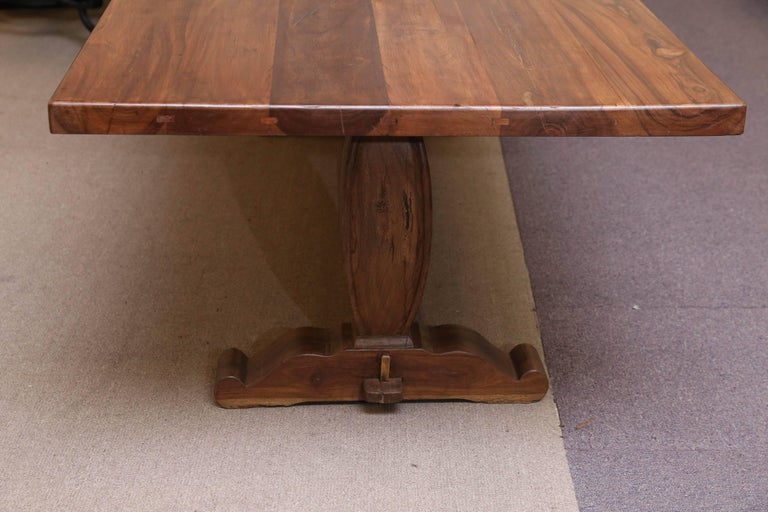 Thick Solid Teak Wood Top Early 20th Century Elegant Plantation Dining