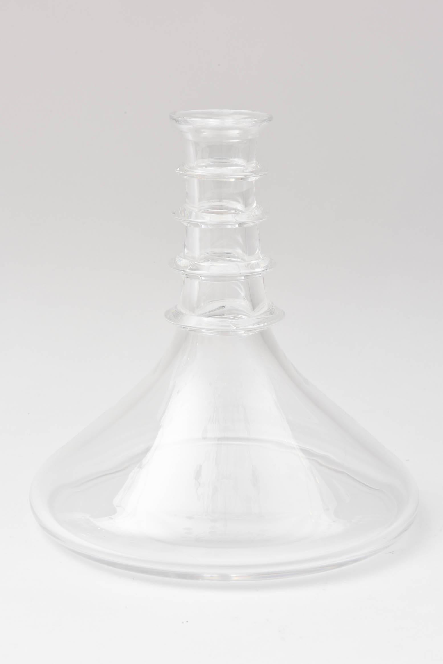 Hand-Crafted Steuben Captain's Decanter, Vintage Blown Crystal