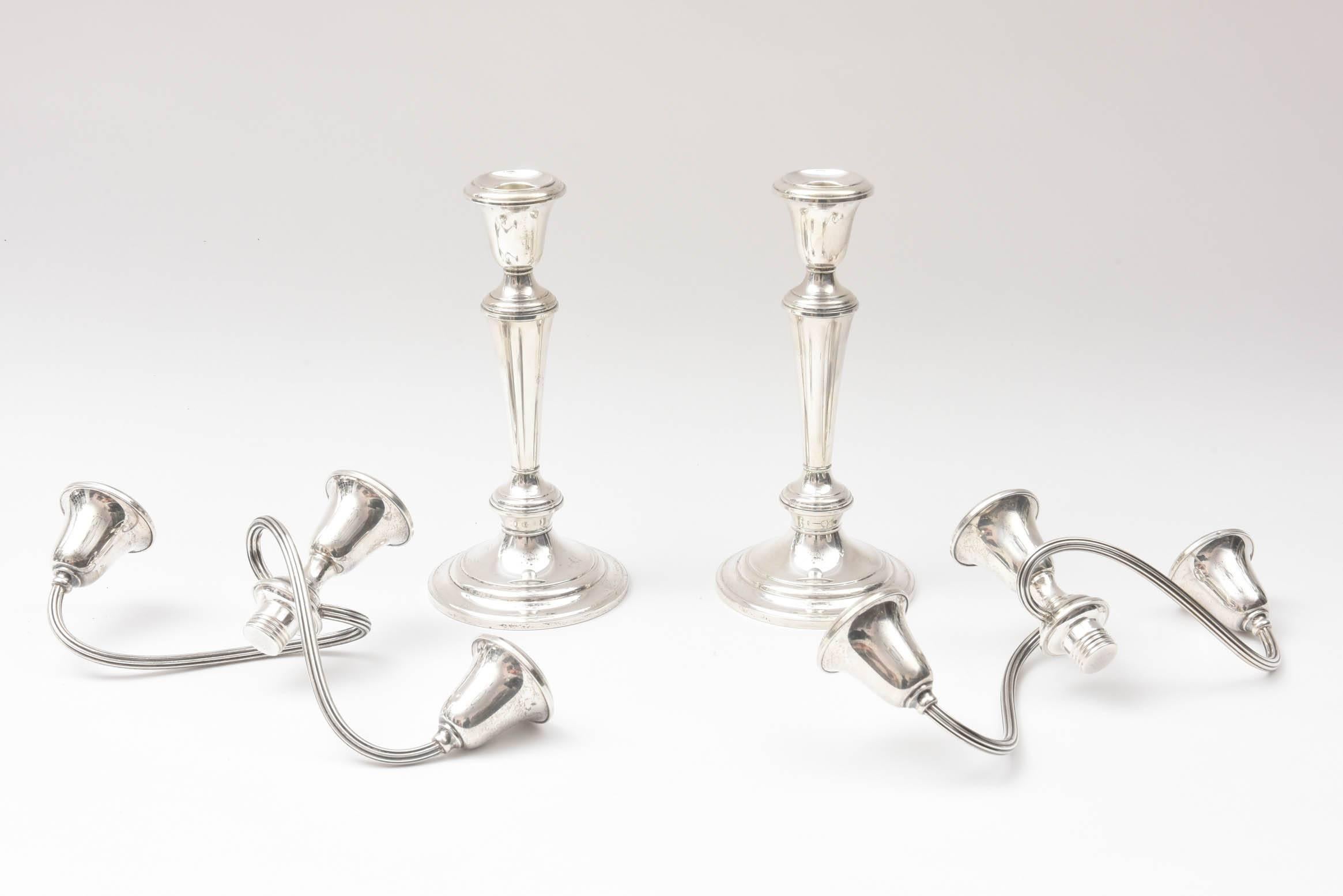 Pair of Sterling Candelabra, Twist Arm, Nice and Tall, Classic Shape 1