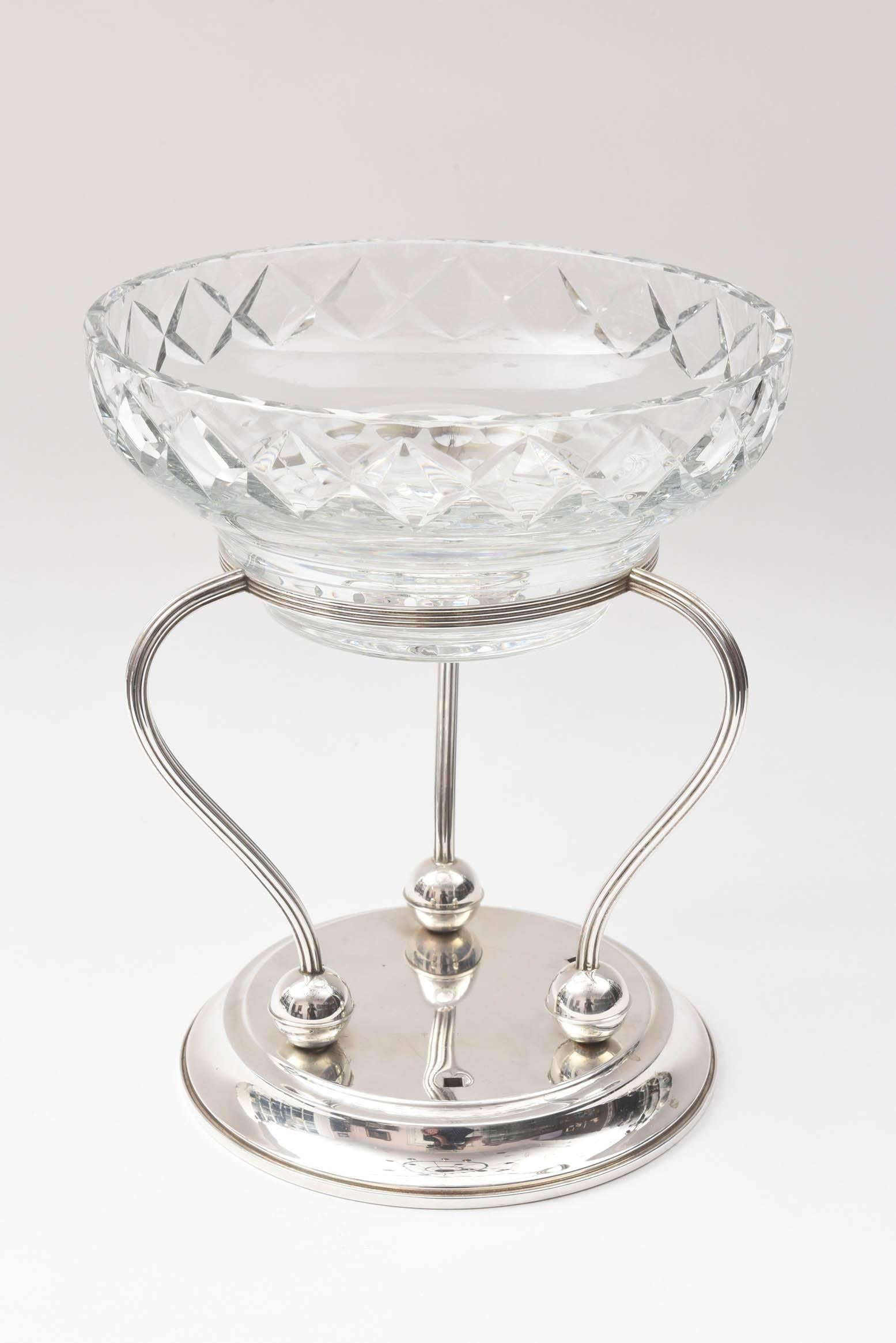 Sterling and Cut Crystal Centrepiece or Epergne, Three-Arm with Centre Bowl 1