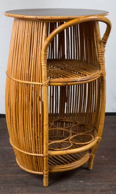 Small Mid-Century Modern Rattan Bar Cart