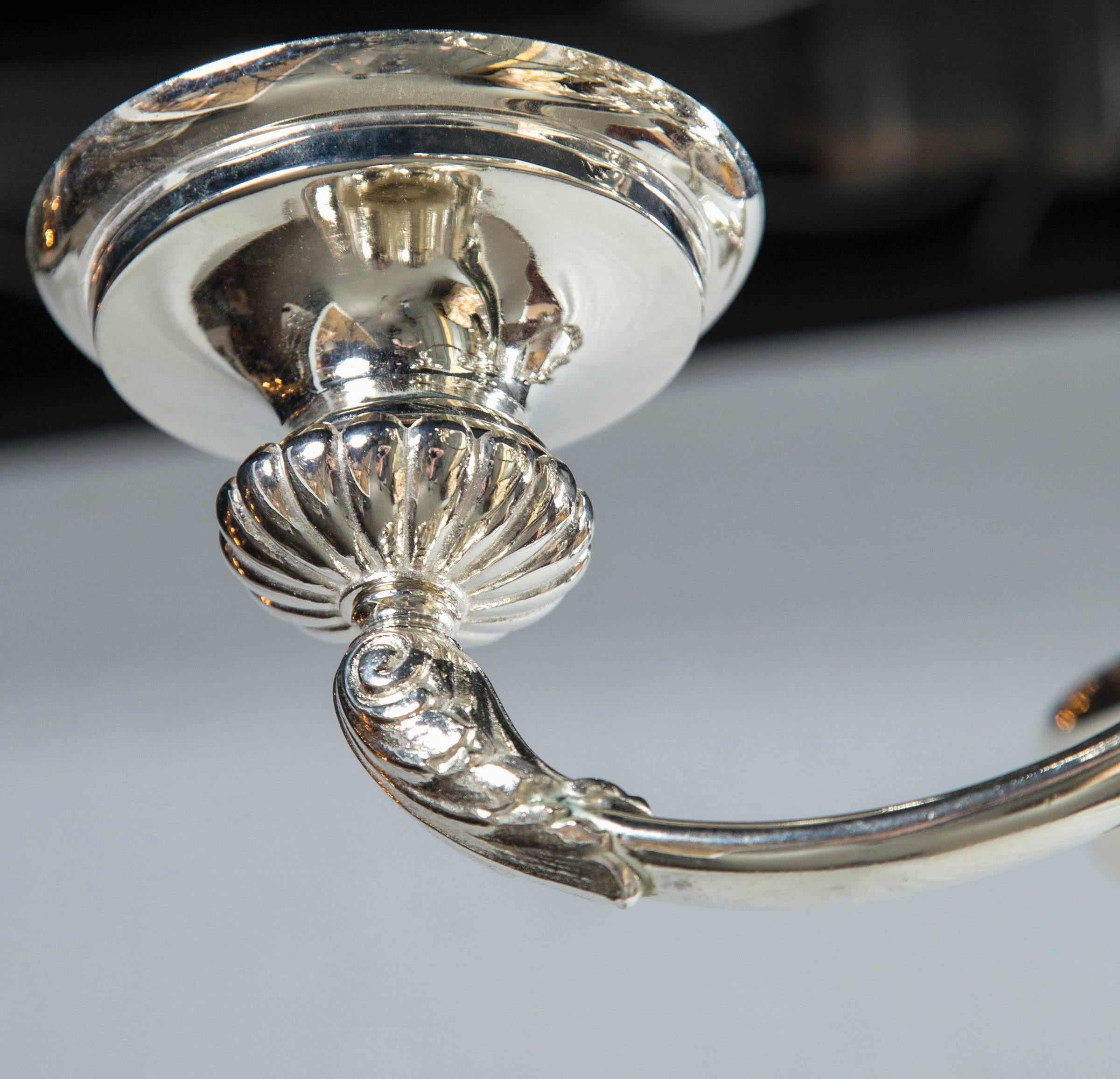Silver Plated Neoclassic Style Caldwell Chandelier, circa 1930 For Sale 1