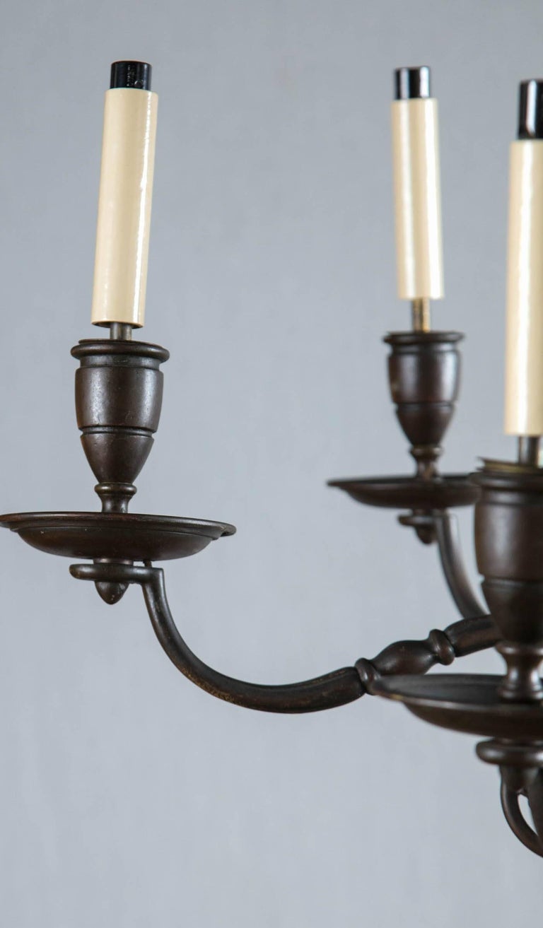 1900 Caldwell Brown Patined Bronze SixLight Chandelier For Sale at 1stDibs
