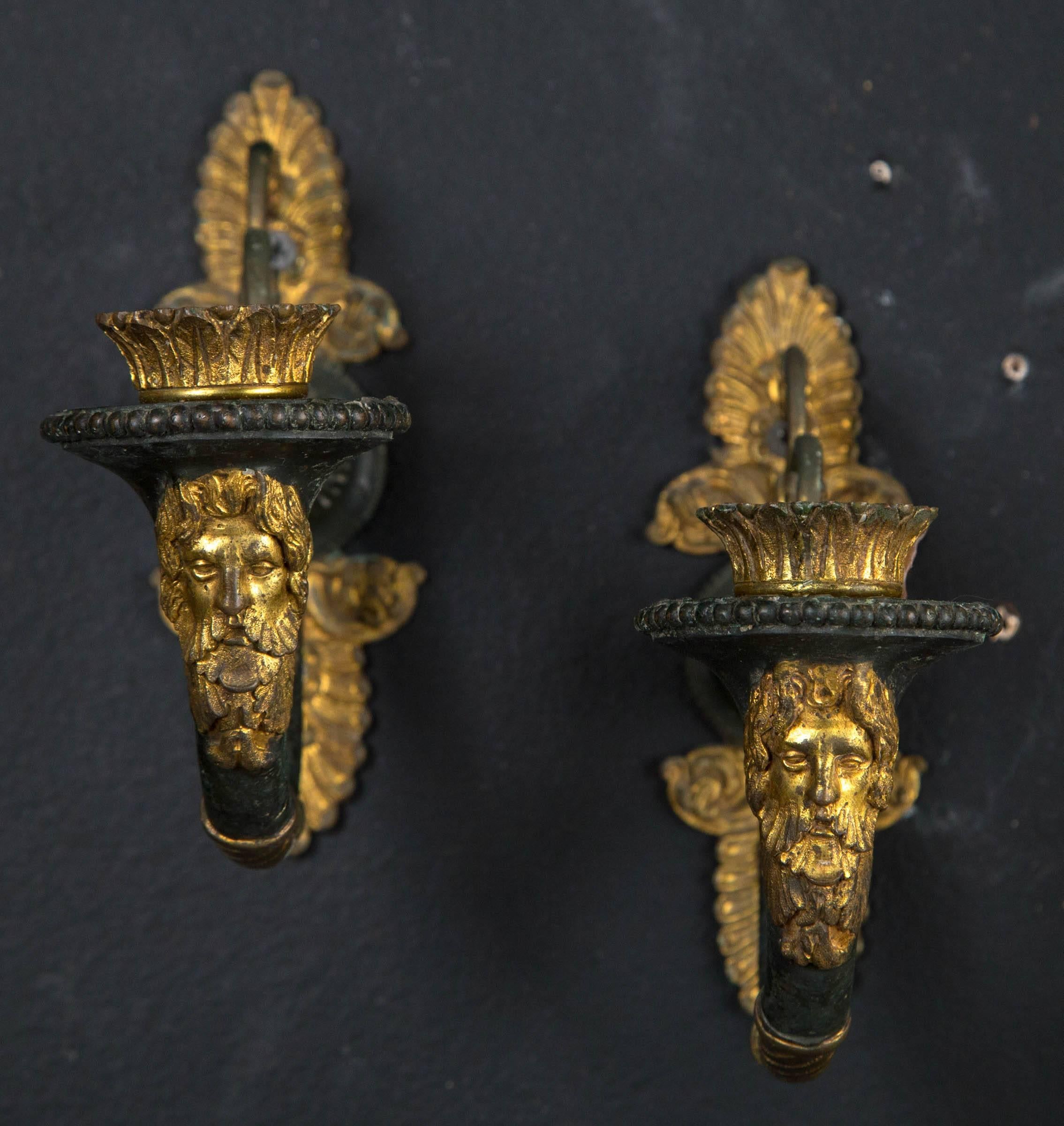 A pair of late 19th century one light French Empire sconces.