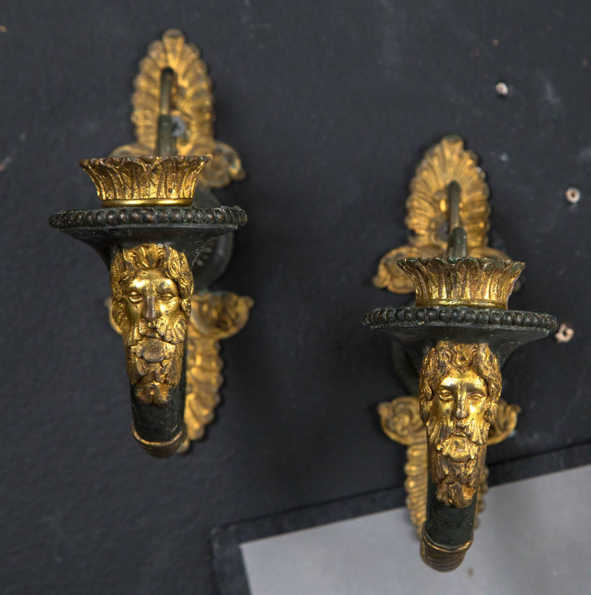 Pair of 19th Century One Light French Empire Sconces In Excellent Condition For Sale In Stamford, CT