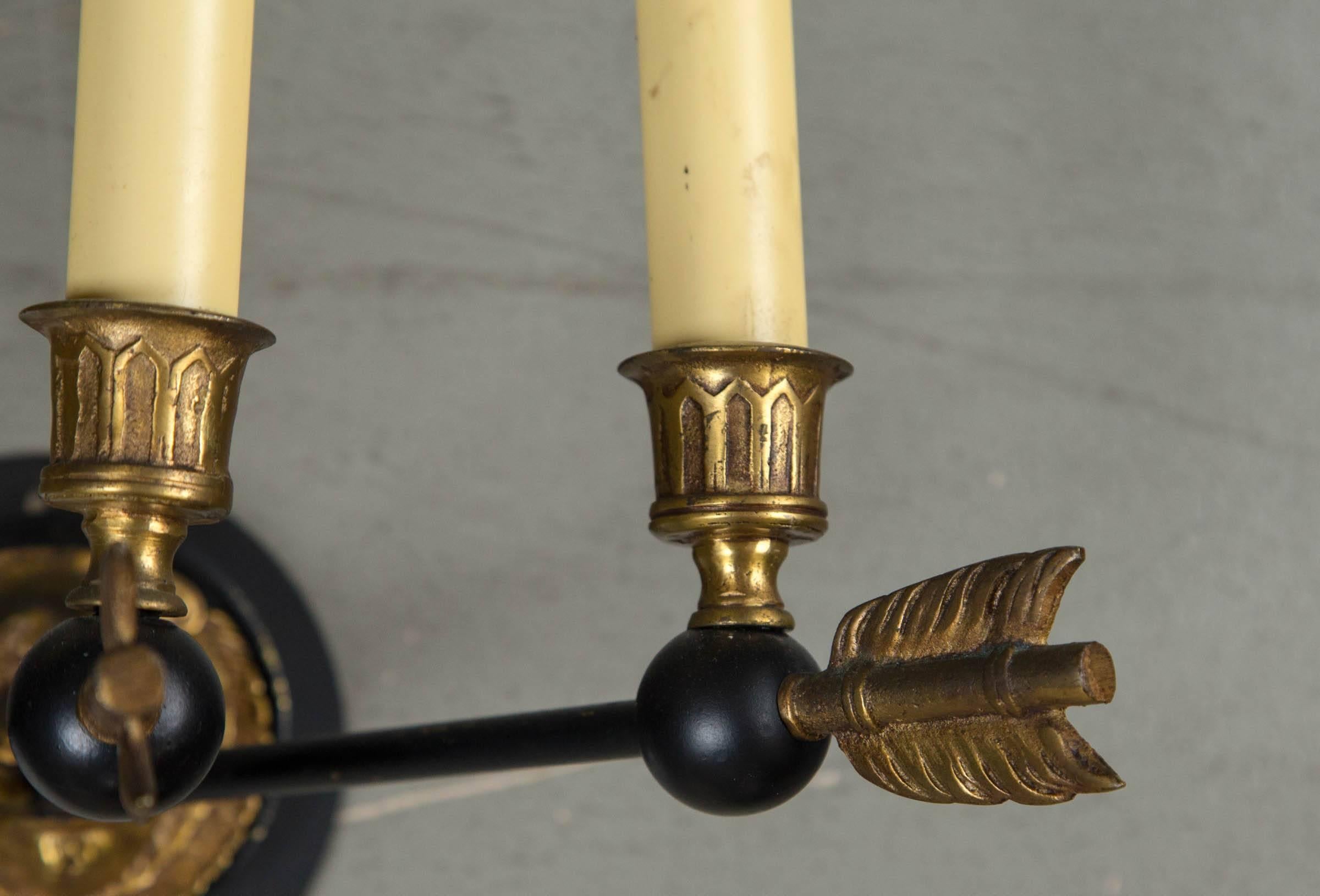 Pair of French Empire Sconces, circa 1930 In Excellent Condition For Sale In Stamford, CT