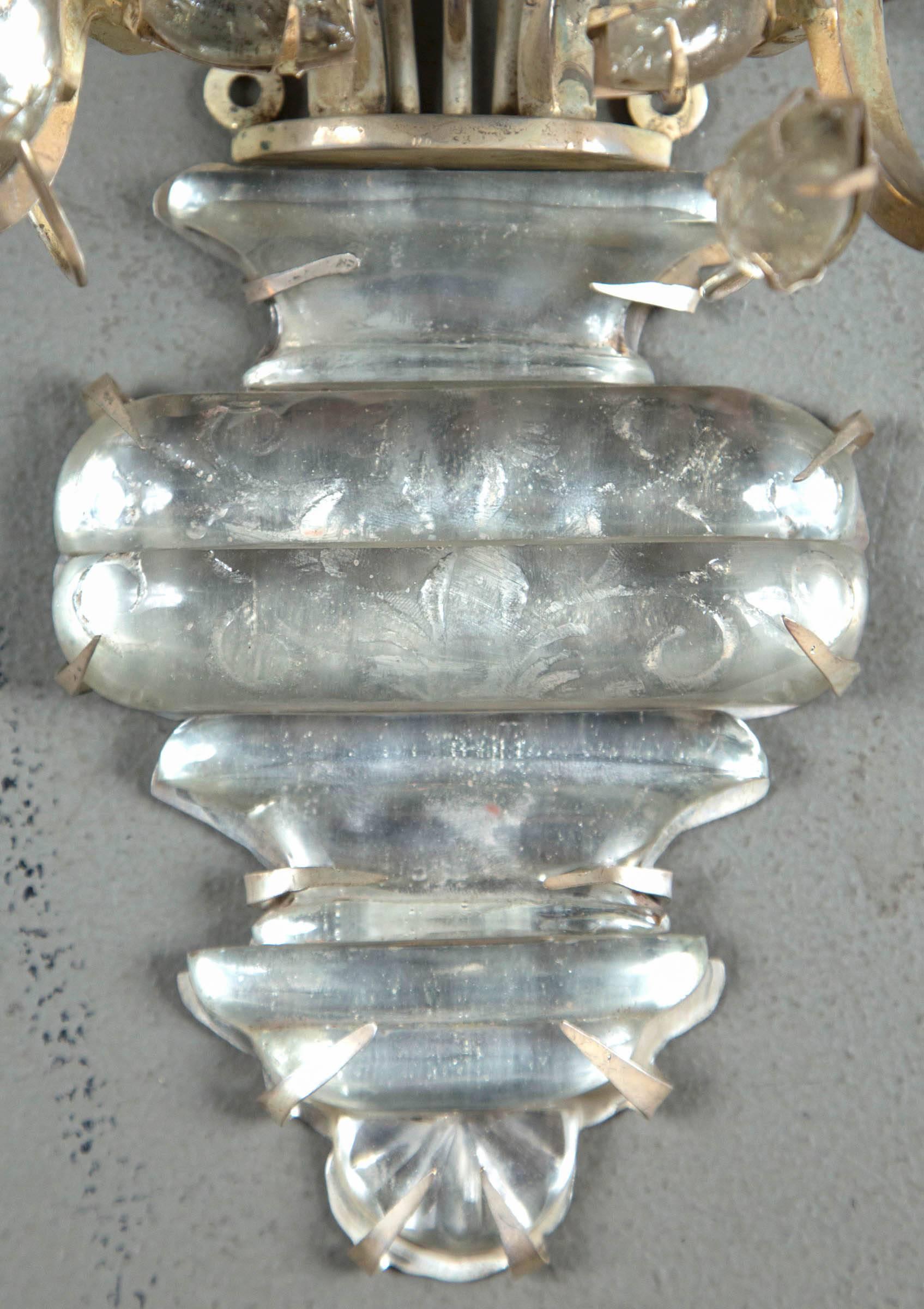 Set of Eight, circa 1930 French Silver Plated Sconces In Excellent Condition For Sale In Stamford, CT