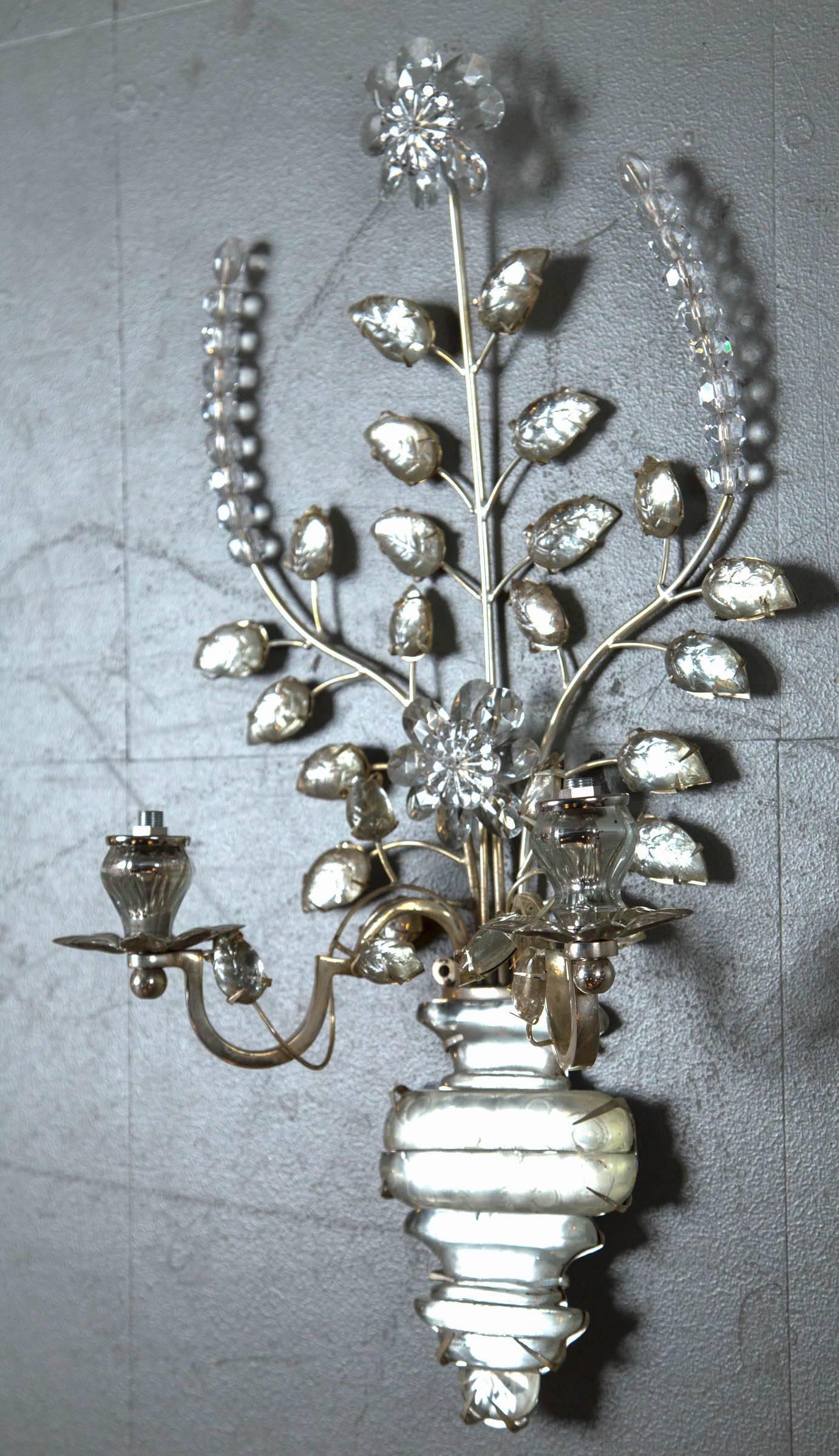 Set of Eight, circa 1930 French Silver Plated Sconces For Sale 1