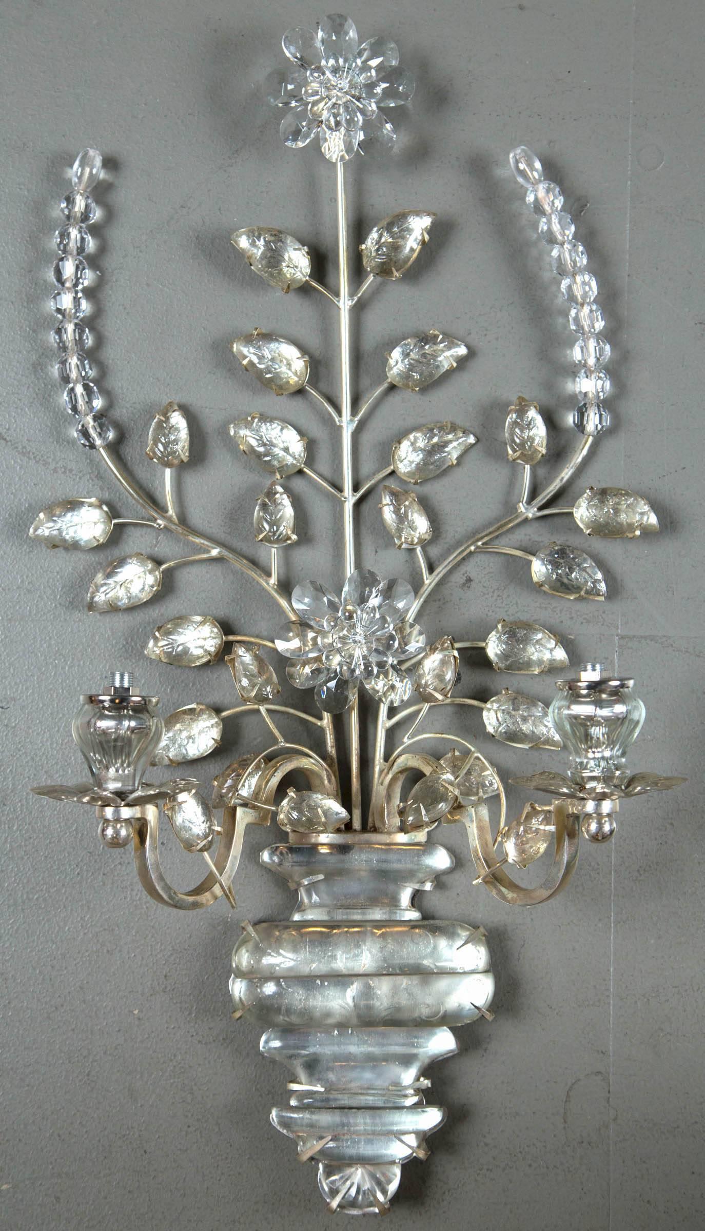 Set of Eight, circa 1930 French Silver Plated Sconces For Sale 2