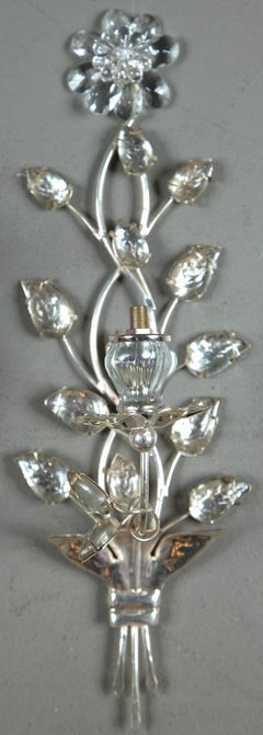 Set of Eight circa 1940 French Silver Plated Sconces with One Light