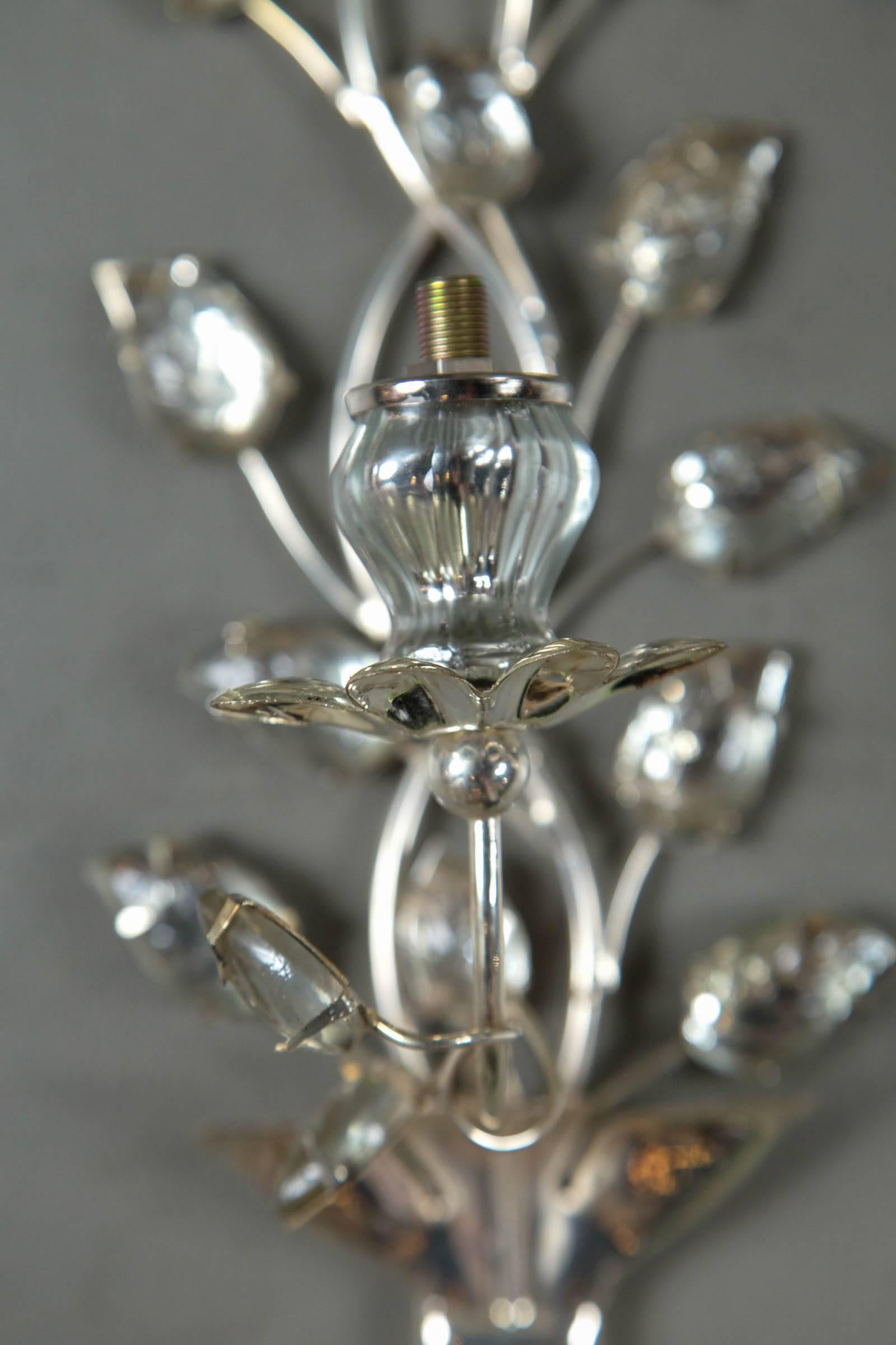 Set of Eight circa 1940 French Silver Plated Sconces with One Light For Sale 3