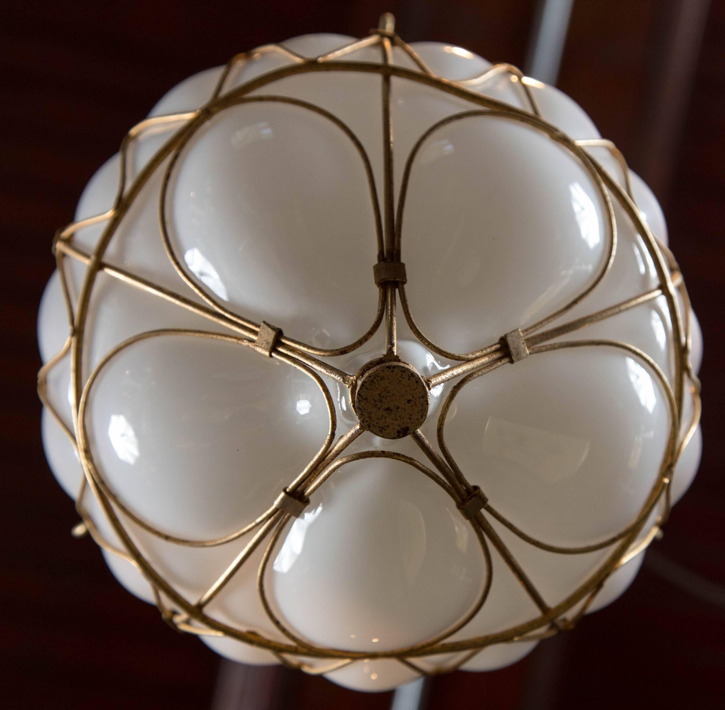 Moroccan White Glass Globe Hanging Pendant 3