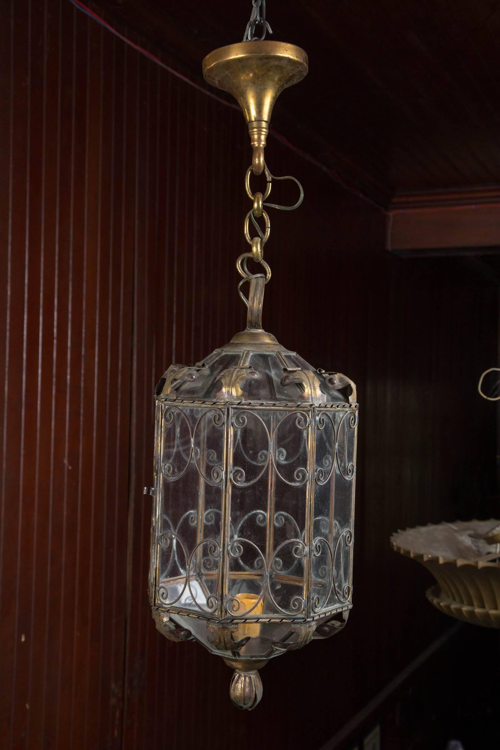 Mid-20th Century Octagonal Italian Metal Lantern For Sale