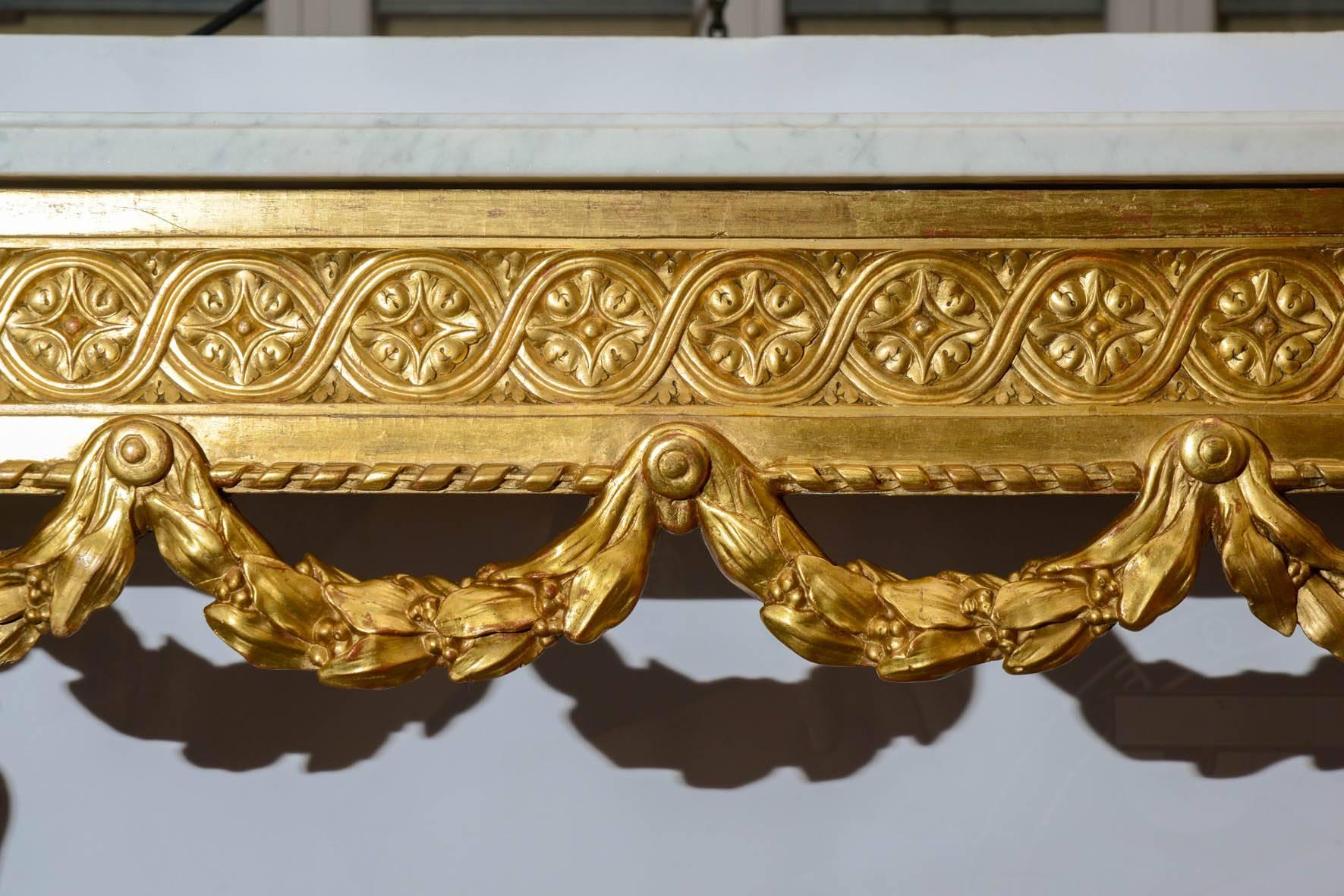 Gorgeous Gilded Wood Console in the Louis XVI Style In Excellent Condition For Sale In Paris, FR