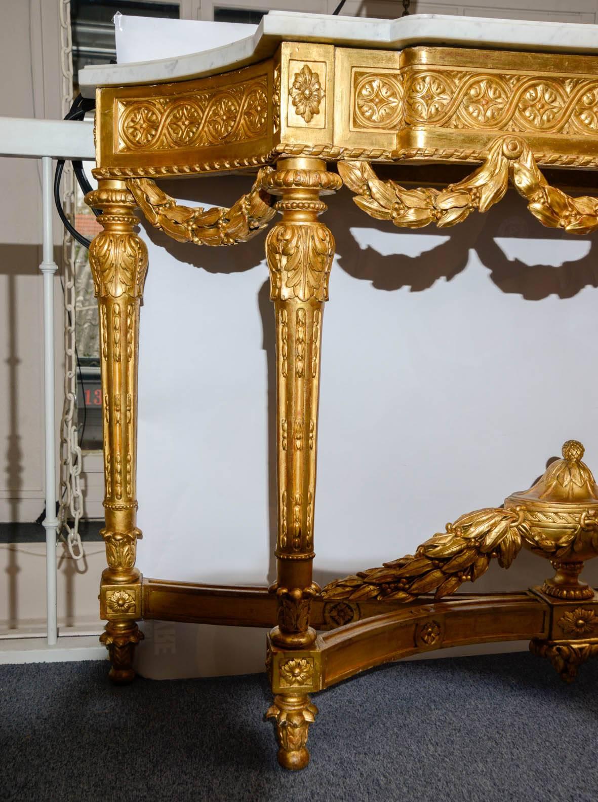 19th Century Gorgeous Gilded Wood Console in the Louis XVI Style For Sale