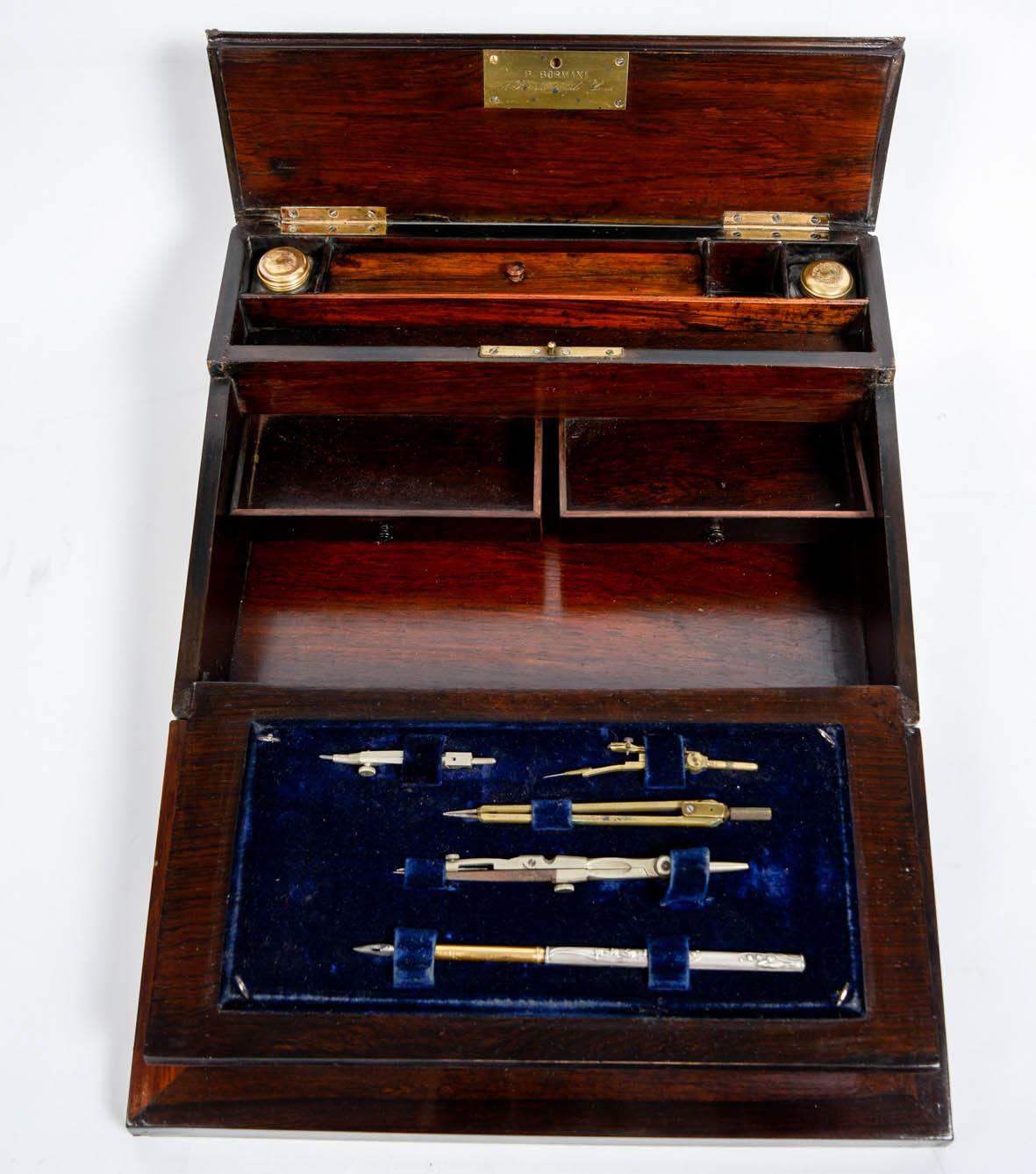 Marquetry Exceptional Writing Case by Paul Sormani For Sale