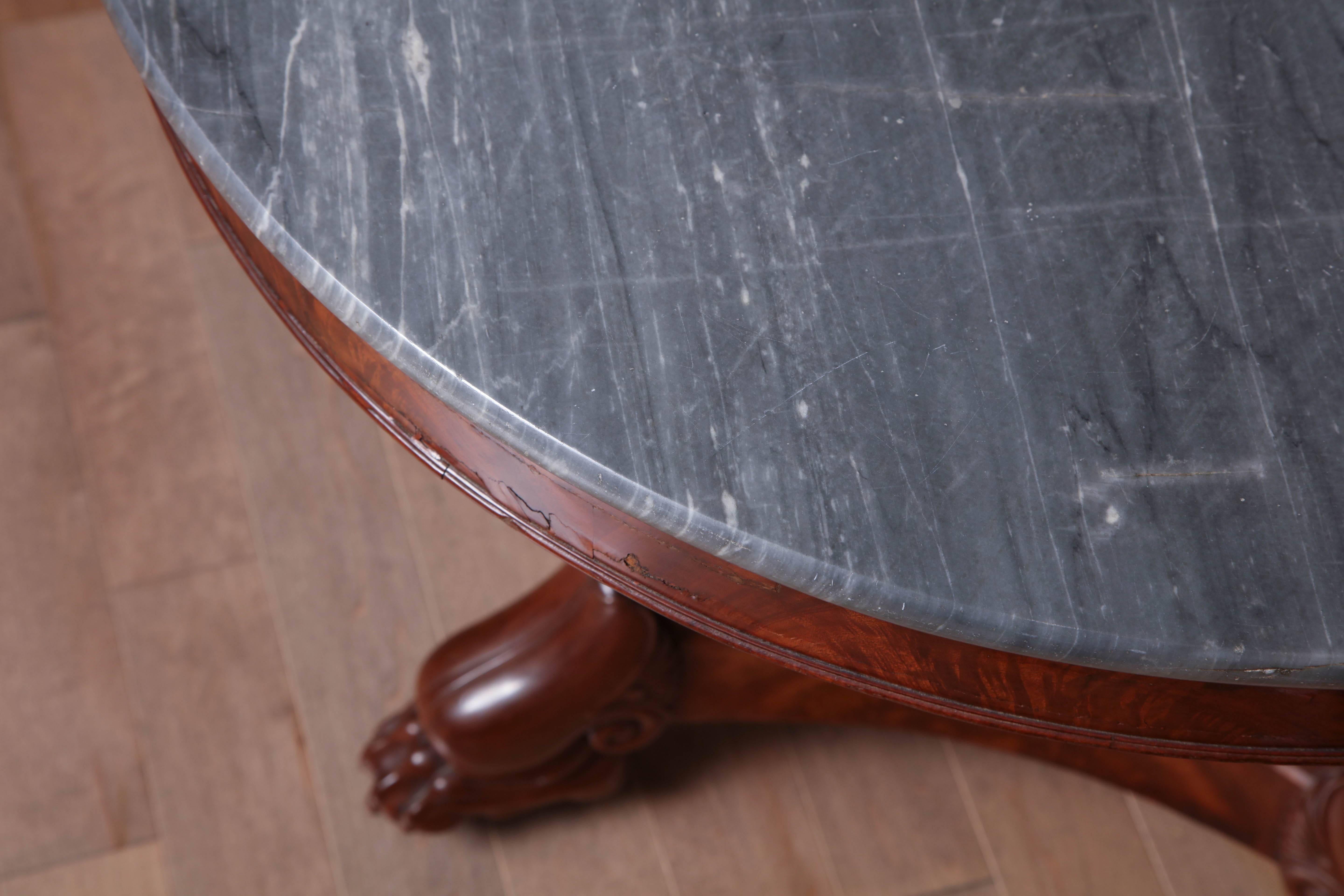 Early 19th Century French, Marble Topped Mahogany Table 3