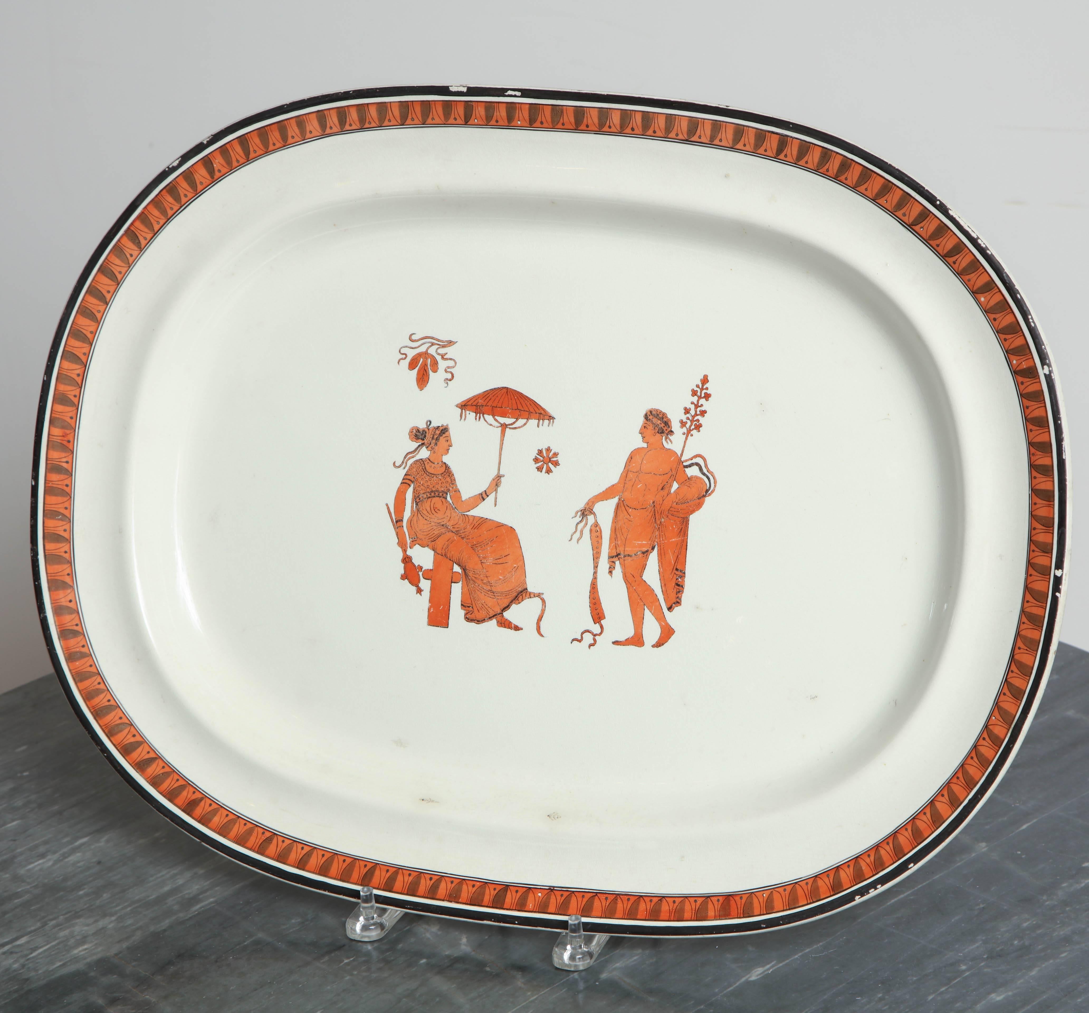 19th Century English Creamware Platter in the Etruscan Taste For Sale 1