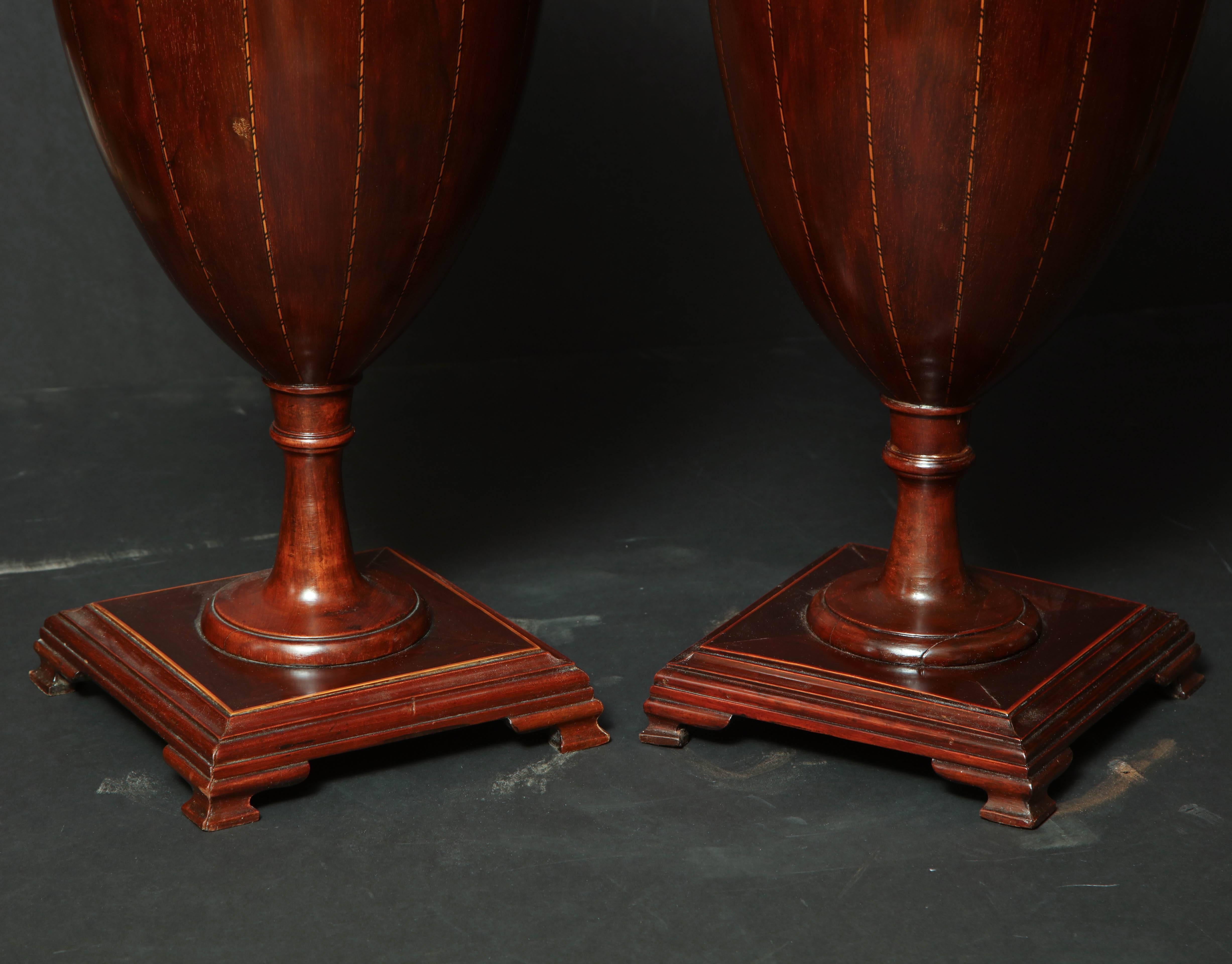 19th Century Pair of Classical Mahogany Urns