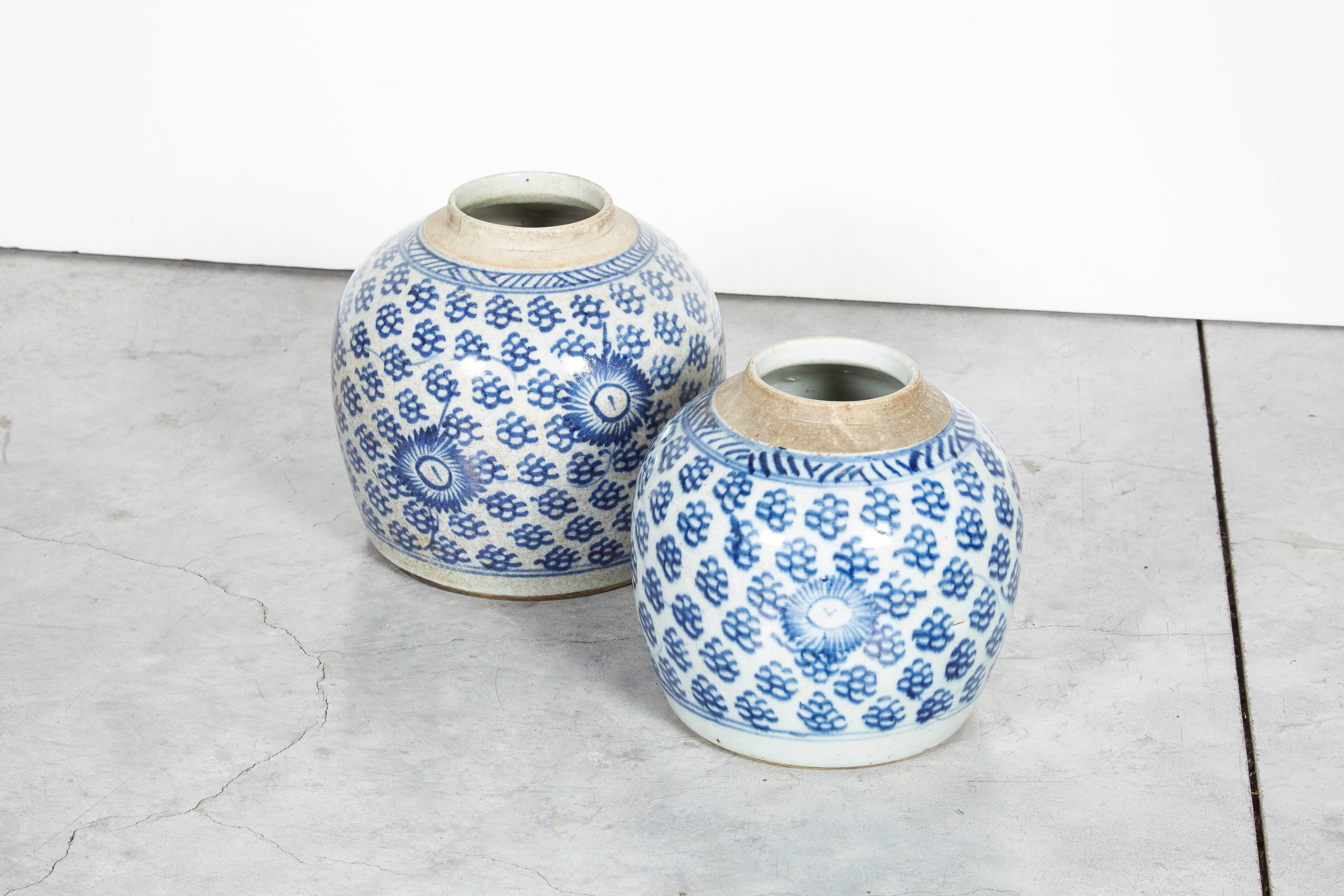 antique blue and white ginger jars