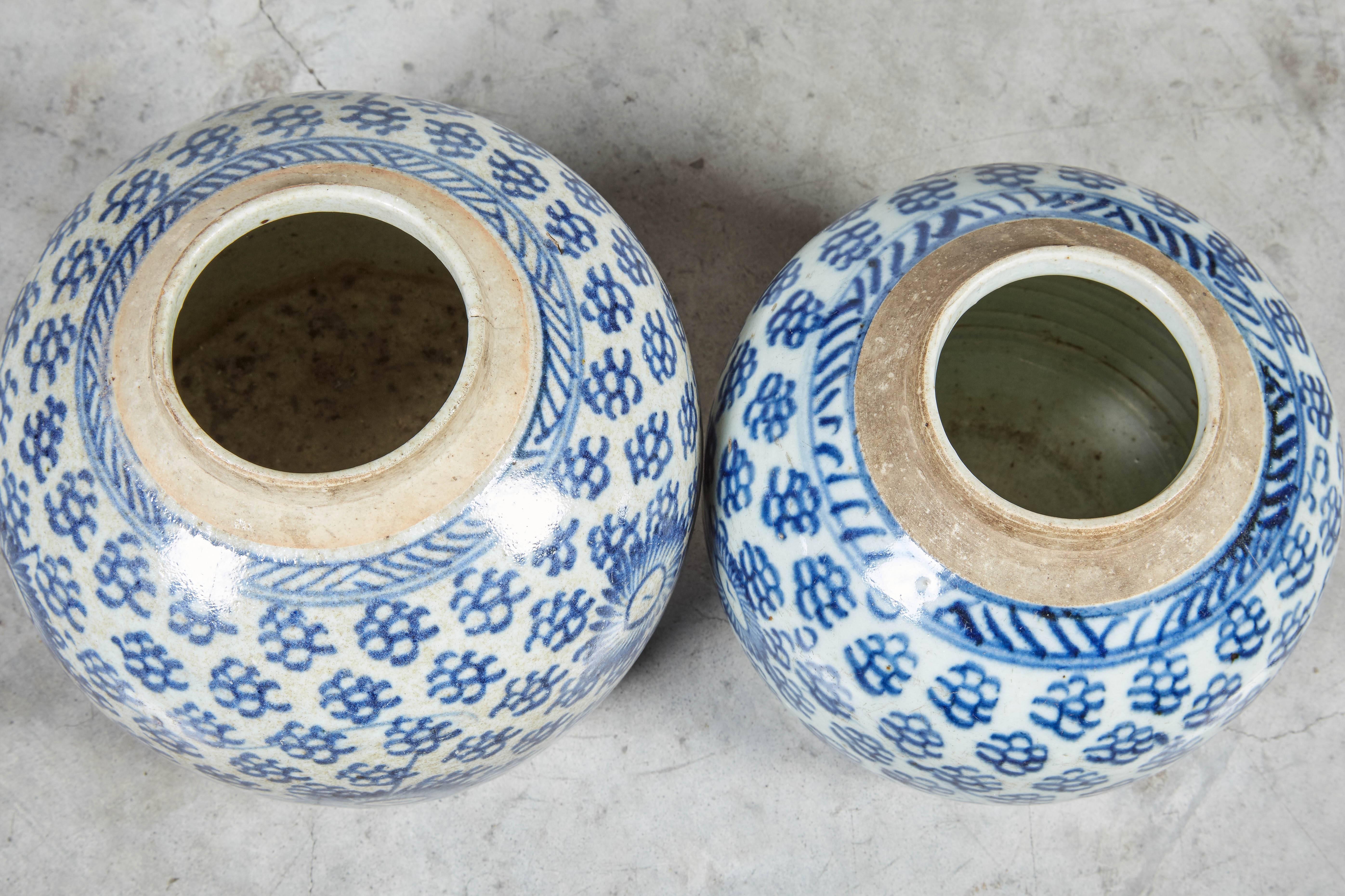 Antike chinesische Ingwergläser aus blauem und weißem Porzellan 5