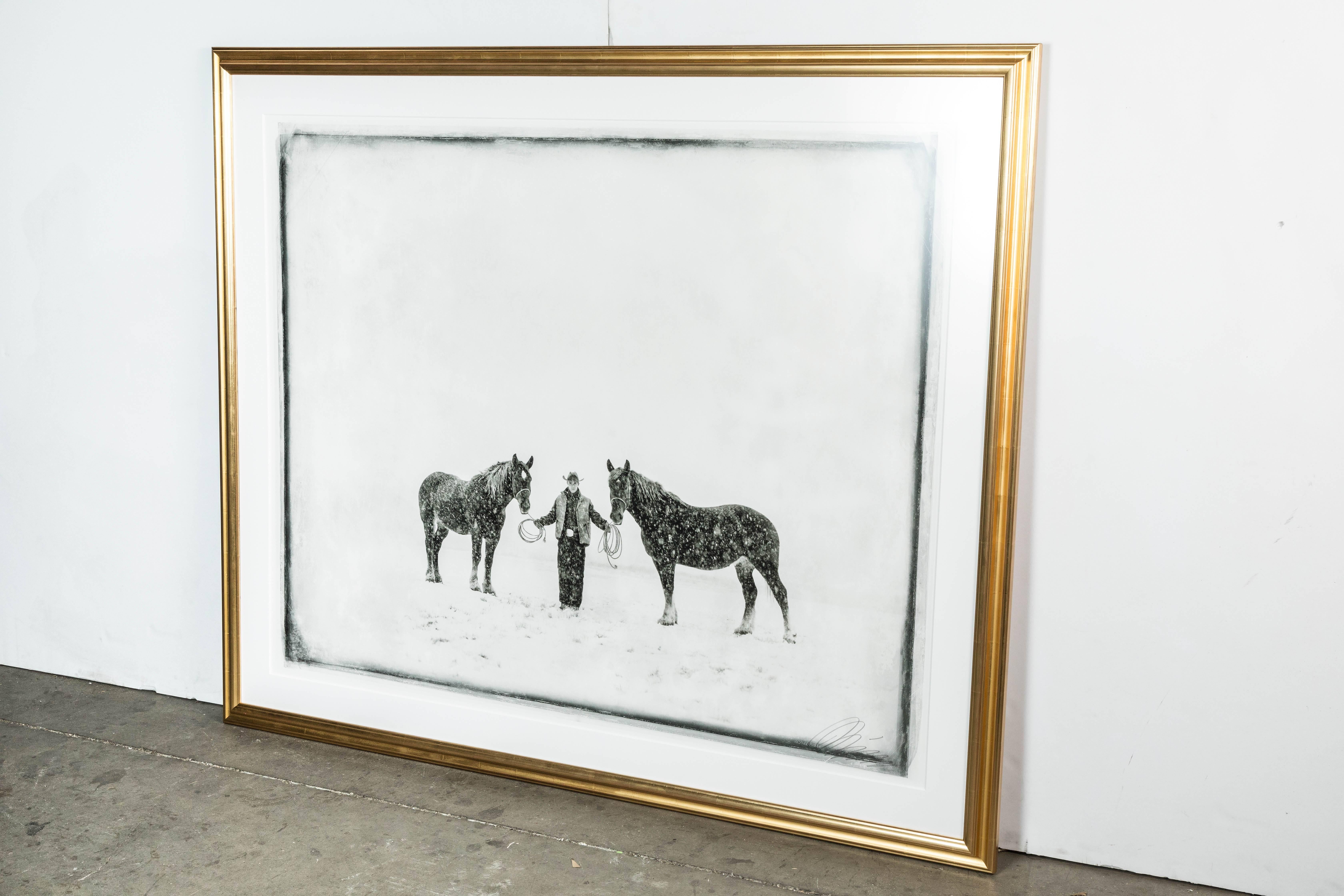 Cowboy and Two Horses Montana, 1999 by Richard Phibbs For Sale 2