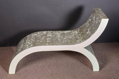 Mid century Modern white lacquered bench, sculptural seat, chaise longue.