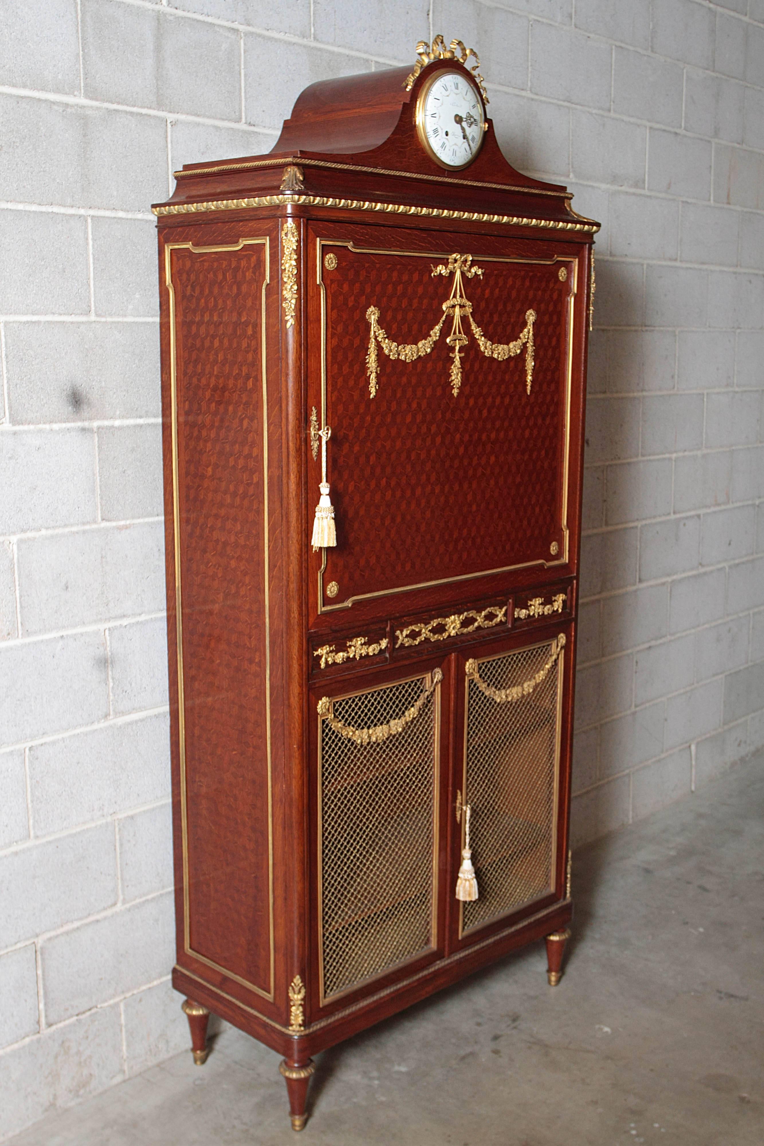 Louis XVI 19th Century Parquetry and Gilt Bronze Cabinet by Francois Linke For Sale