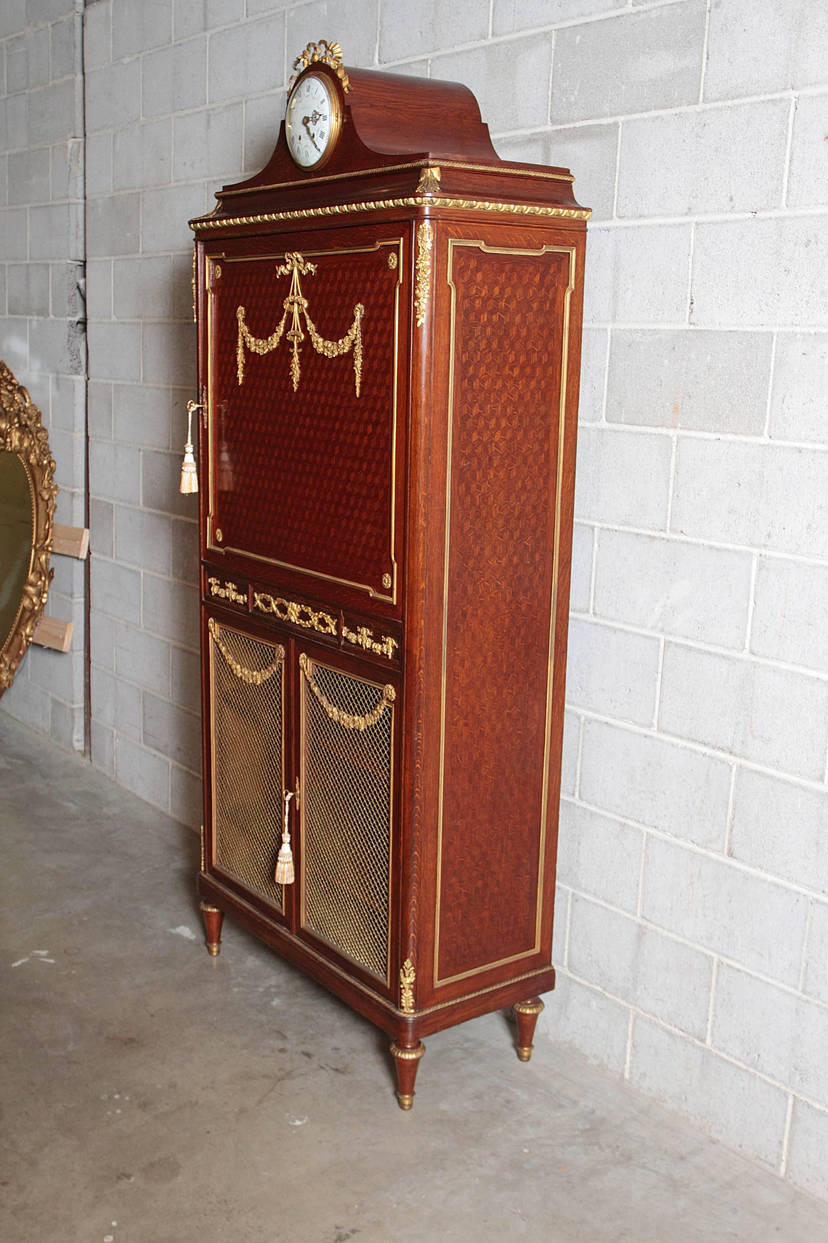 French 19th Century Parquetry and Gilt Bronze Cabinet by Francois Linke For Sale